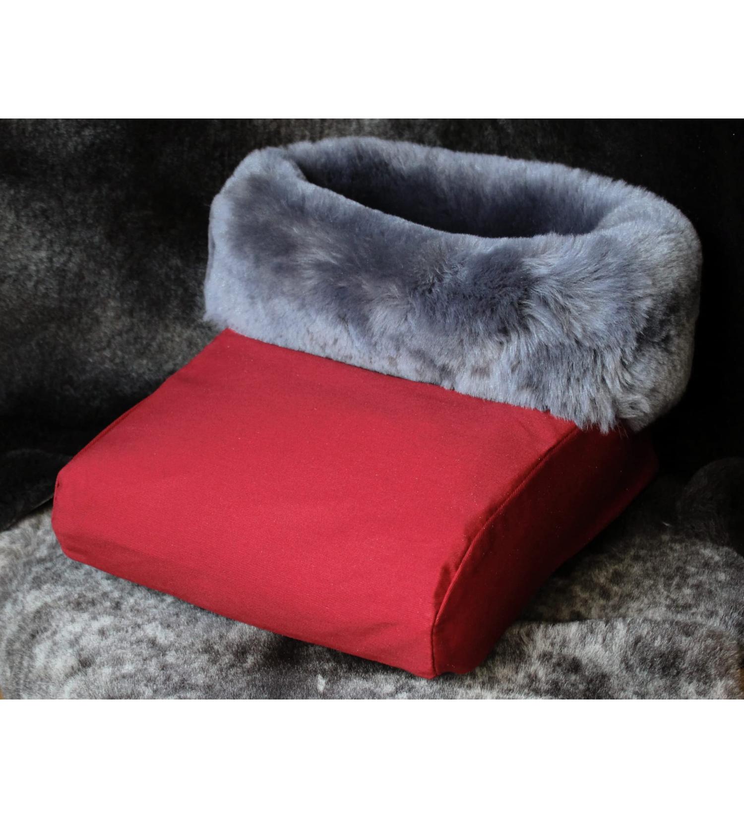 Premium genuine lambskin foot bag foot warmer footmuff | anthracite grey cover red up to shoe size 47