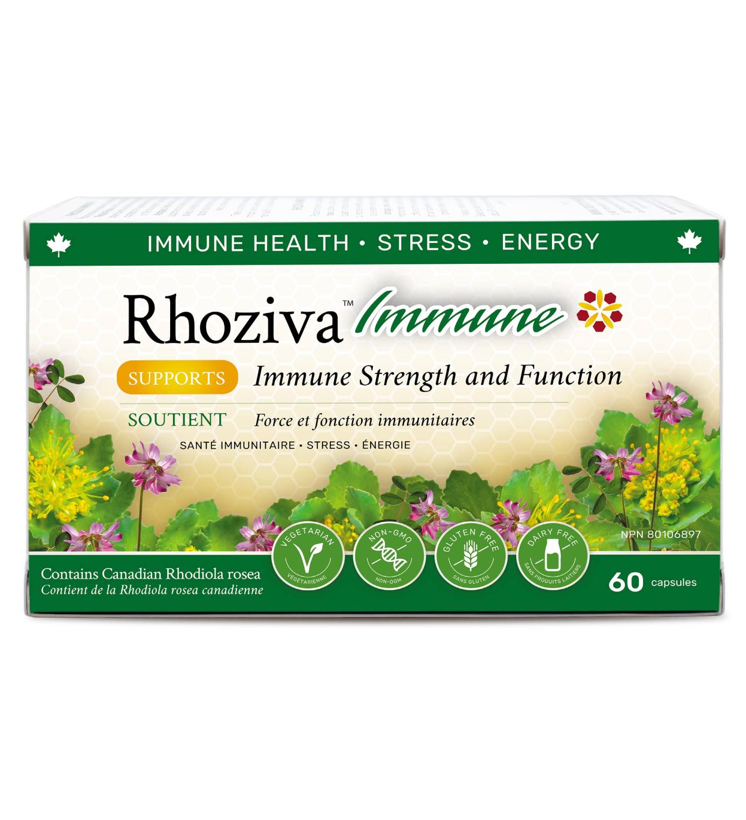Rhoziva Immune. Immune System Booster Supplement Stress & Energy Support. Rhodiola Rosea Reishi Mushroom Extract Astragalus Prunella + Vitamins & Minerals. 60 Vegetarian Capsules. - Buy Online on GoSupps.com
