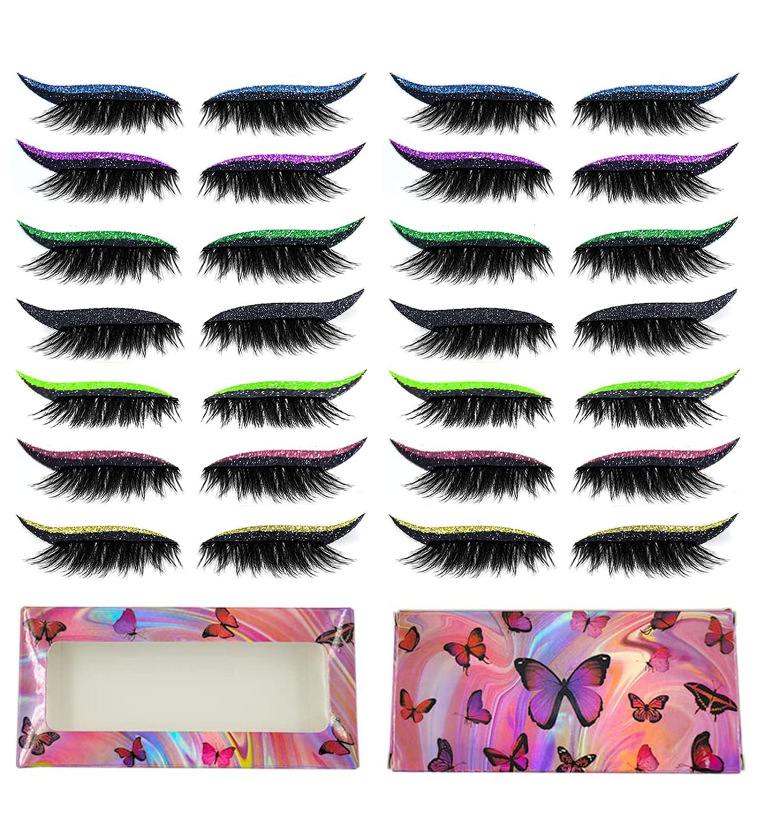 Reusable Eyeliner & Eyelash Stickers - 7 Color Options - Waterproof & Easy to Wear - 14 Pairs | Pack of 1 - Buy Online on GoSupps.com