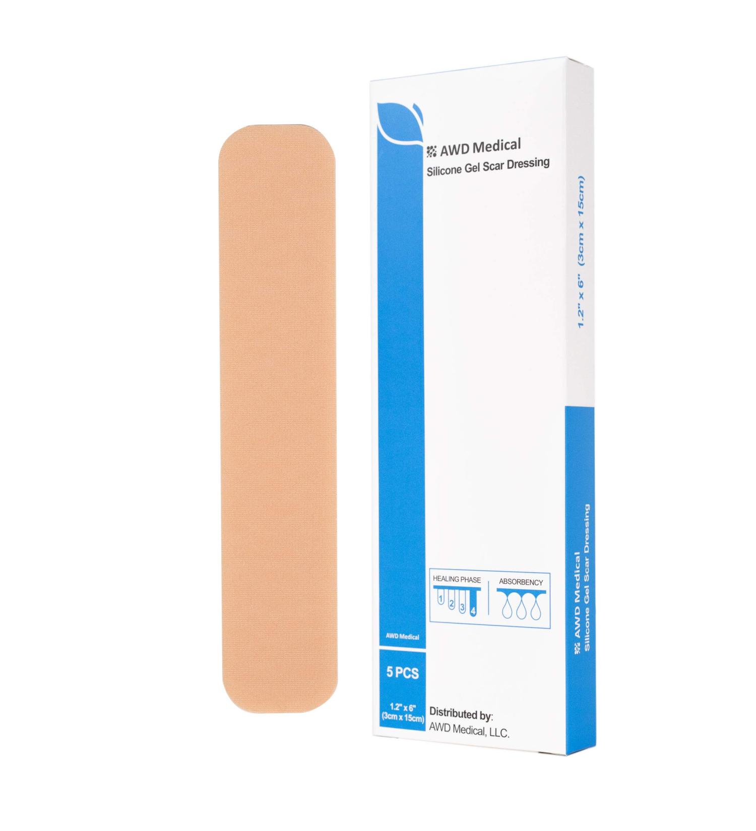 AWD Silicone Scar Sheets for Effective Scar Removal | Silicone Scar Tape for Surgical Scars C Section Keloid & Tummy Tuck (5 Pcs 1.2 x 6 ) - Essential After Surgery Care - Buy Online on GoSupps.com