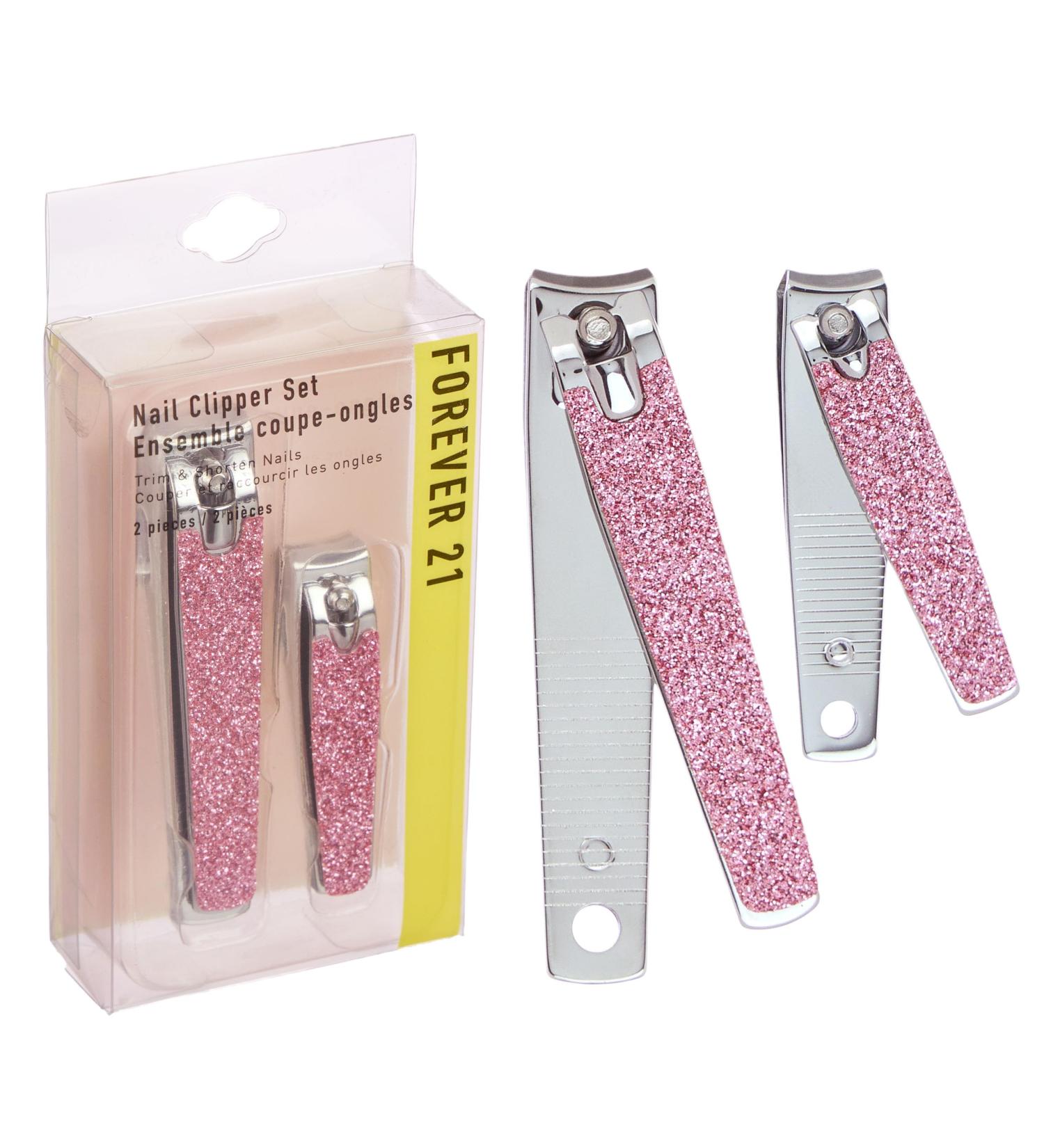 Buy Forever 21 Nail Clippers Set - 2pc Pink Glitter Precision Nail Clippers for Manicure & Pedicure - International Shipping Available - Buy Online on GoSupps.com