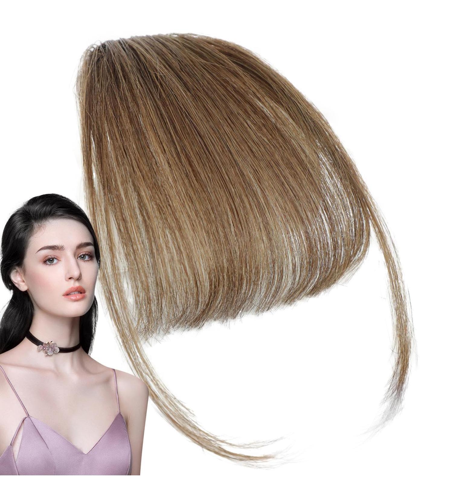 Clip in Bangs Real Hair Human Hair Bangs Extensions Clip on Air Bangs Neat Bangs Hair Extension Natural Color Fringe Hairpieces Hair Bangs for Daily Wear Light Brown - Buy Online on GoSupps.com