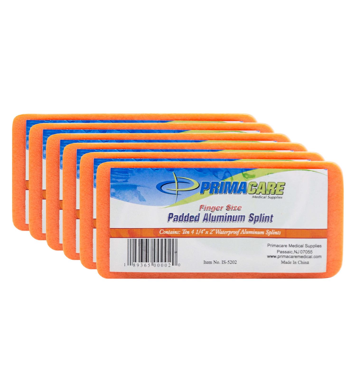Primacare IS-5202 Finger Splints (Pack of 10) - Padded Aluminum Finger Brace for Pain Relief from Sports Injuries Broken or Swollen Fingers - Orange - Buy Online on GoSupps.com