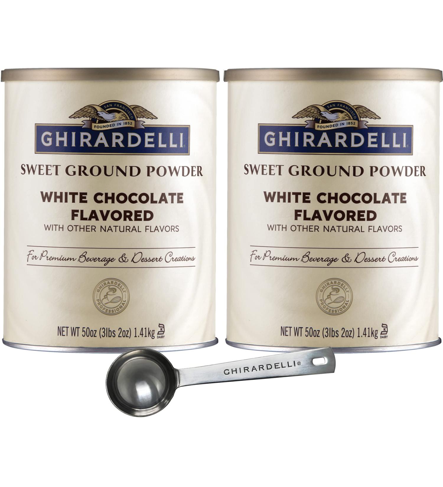 Ghirardelli Sweet Ground White Chocolate Gourmet Flavored Powder 3.12 Pound (Pack of 2) + Barista Spoon - Buy Online on GoSupps.com