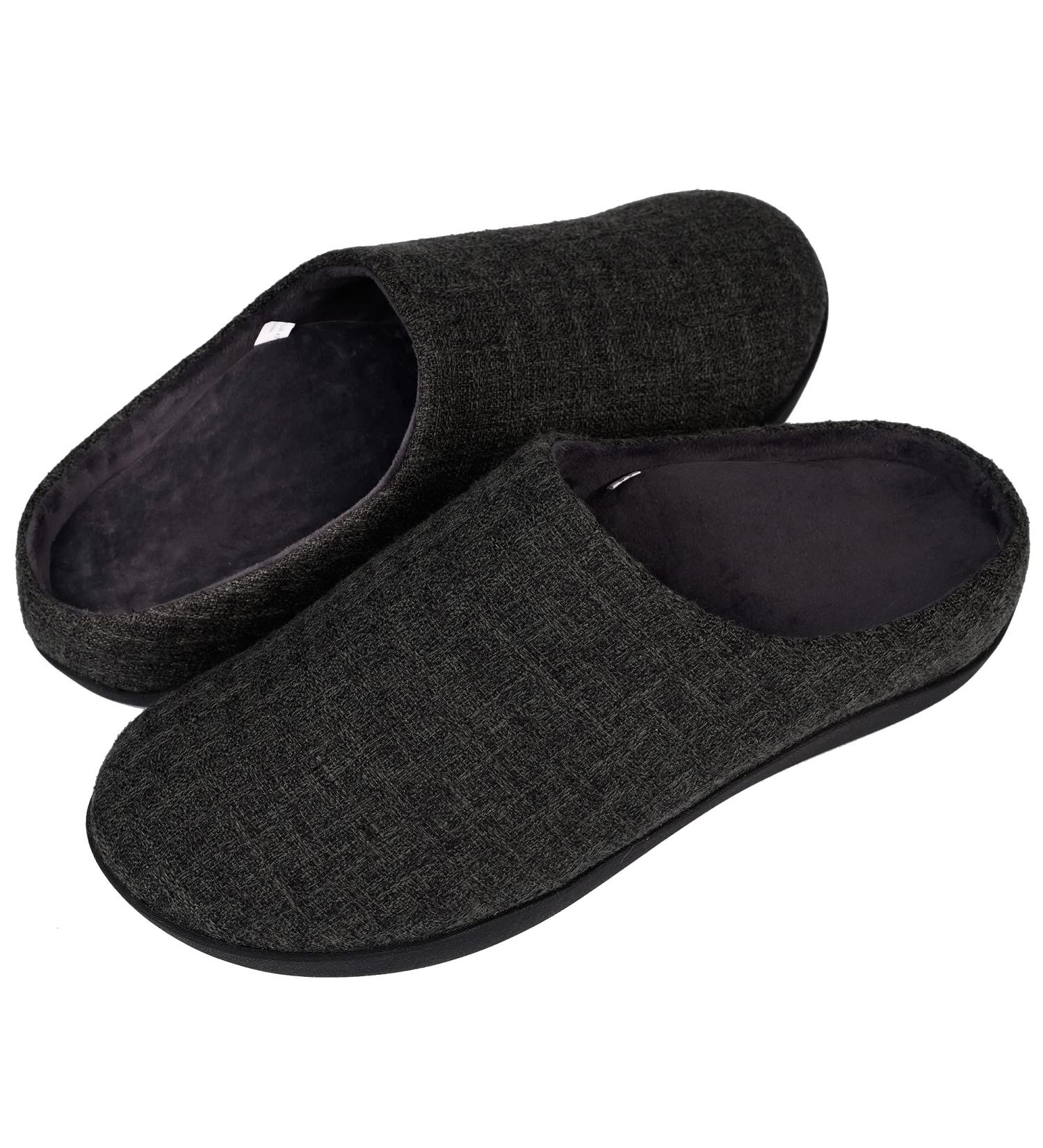 ADAX Men's Orthotic Plantar Fasciitis Slippers - High Arch Support, Pain Relief House Shoes for Heel & Flat Feet - Dark Grey (11-11.5) - Buy Online on GoSupps.com