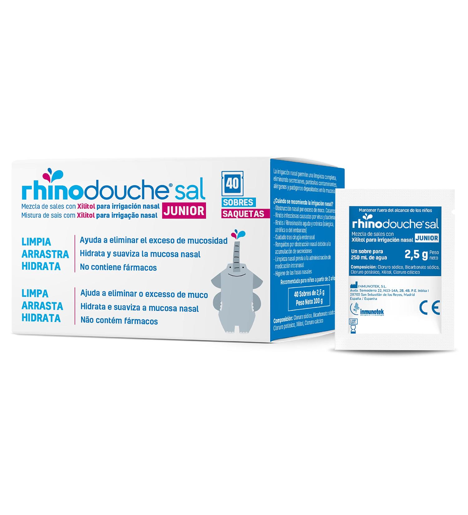 RHINODOUCHE Junior Salt. 40 sachets of 2.5 g containing a mixture of salts with xylitol to perform nasal irrigation with the RHINODOUCHE Junior device (device not included) - Buy Online on GoSupps.com