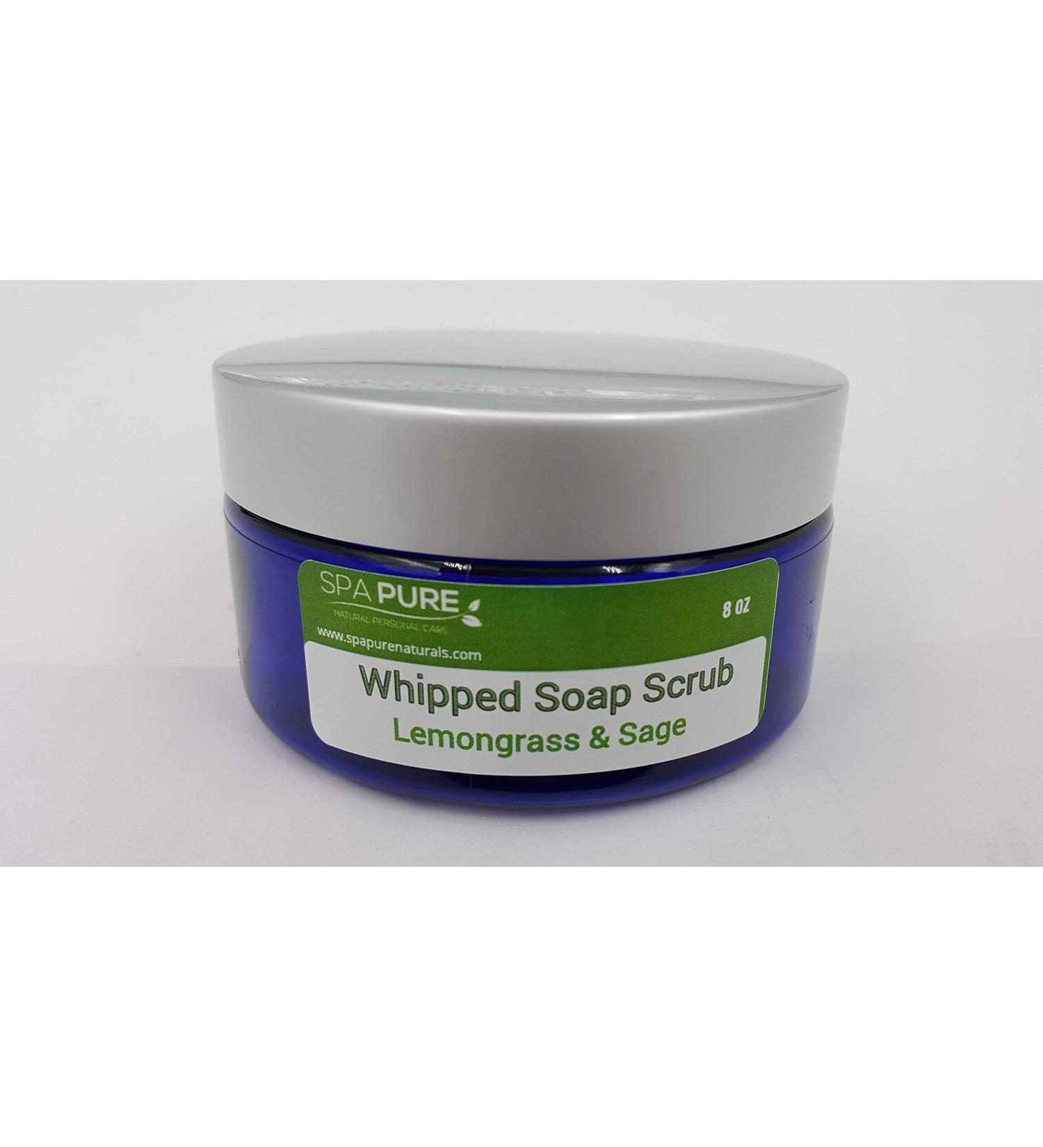 Spa Pure Lemongrass Sage Scrub: LEMONGRASS & SAGE - Whipped Soap + Scrub - Cleans and Exfoliates moisturizing 8 oz
