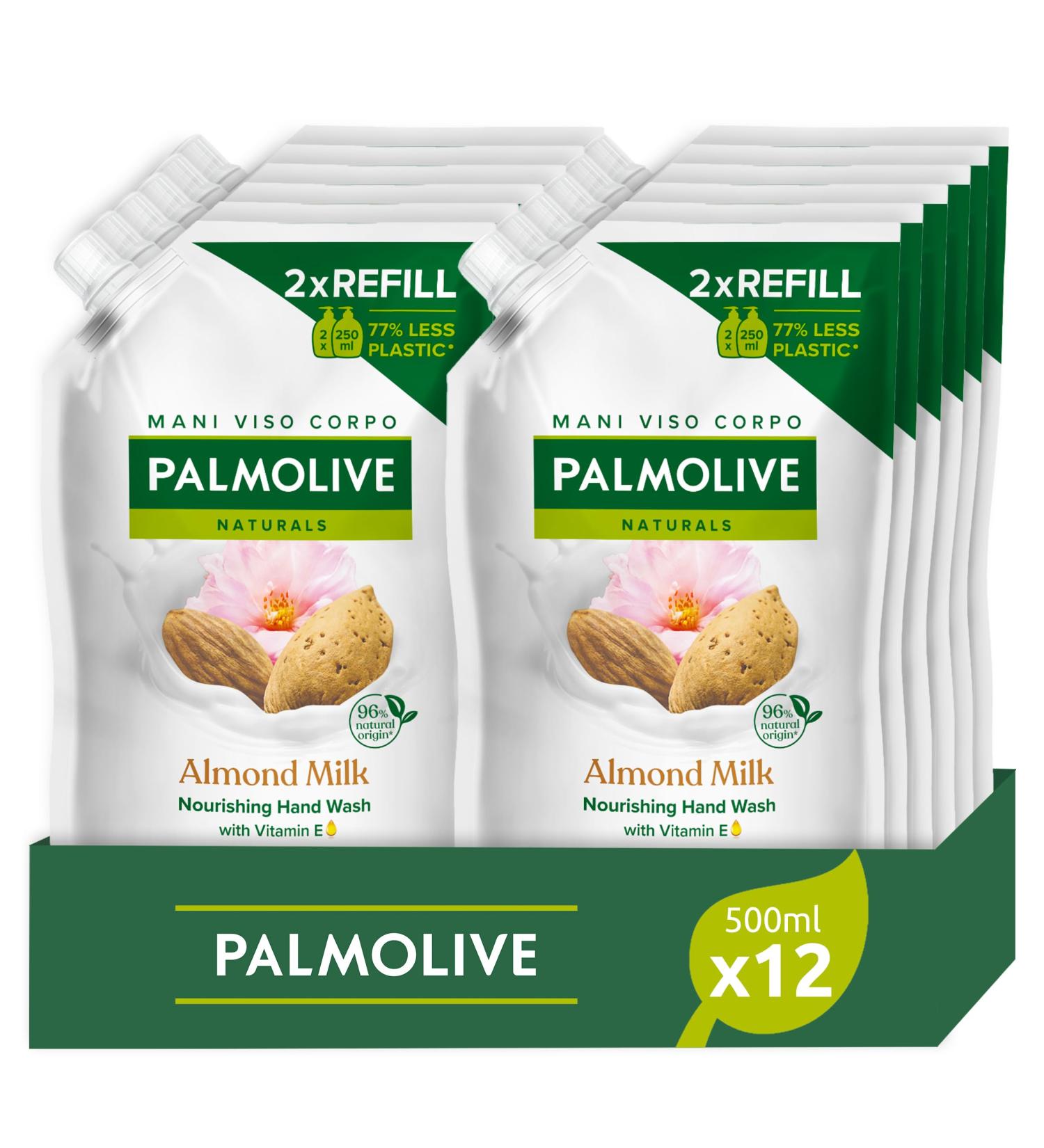  Palmolive Palmolive Milk and Almond Liquid Hand Soap Refill 500ml x 12 | Gentle Formula | Eco Refill | Helps Reduce Plastic Waste | Vegan | Dermatologically Tested - Buy Online on GoSupps.com