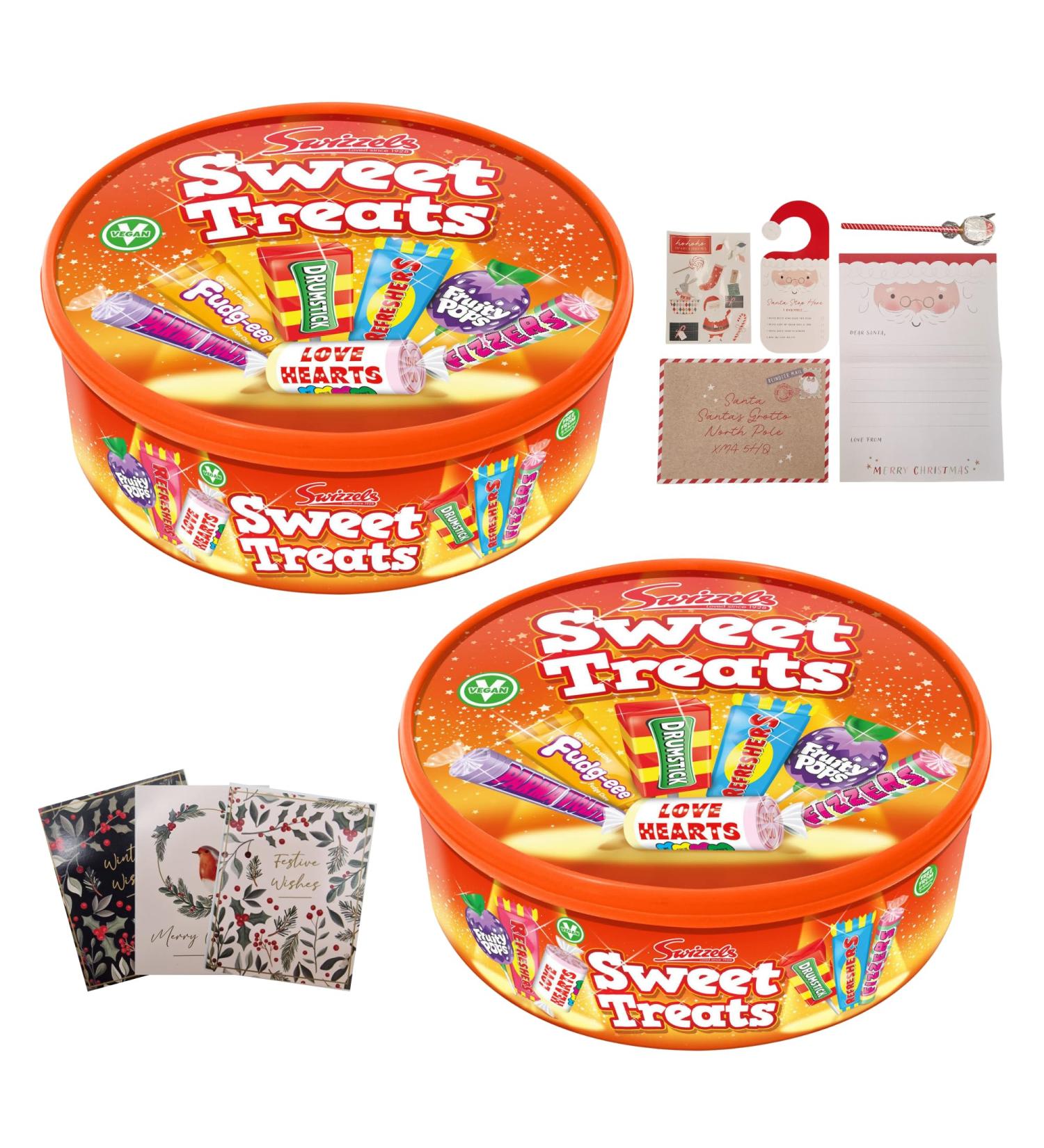 Christmas Sweets Bundle - 2x Swizzels Sweet Treats Tubs Bundled with Korpas Gifts Letter to Santa Kit and Festive Tags - Buy Online on GoSupps.com