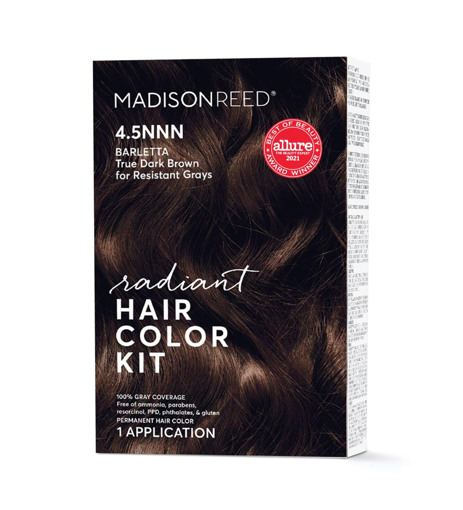Madison Reed Barletta Brown 4.5NNN Dark Brown Hair Color Kit - Permanent Dye for Resistant Grays - Ammonia-Free - 100% Gray Coverage - Pack of 1 - Buy Online on GoSupps.com