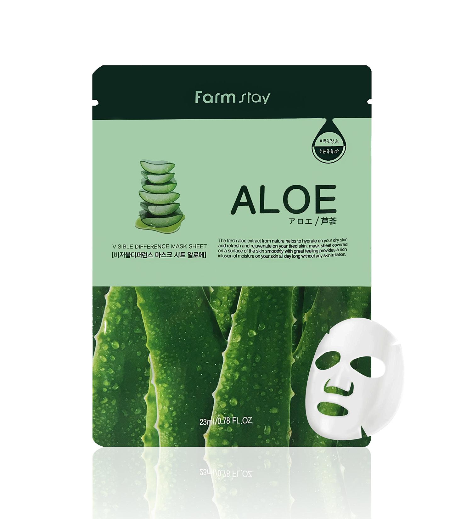 Farmstay Korean Aloe Hydration Facial Mask Sheet - Pack of 10 | Revitalize Dry & Dull Skin | Soothing & Hydrating | Let It Brighten Your Day - Buy Online on GoSupps.com