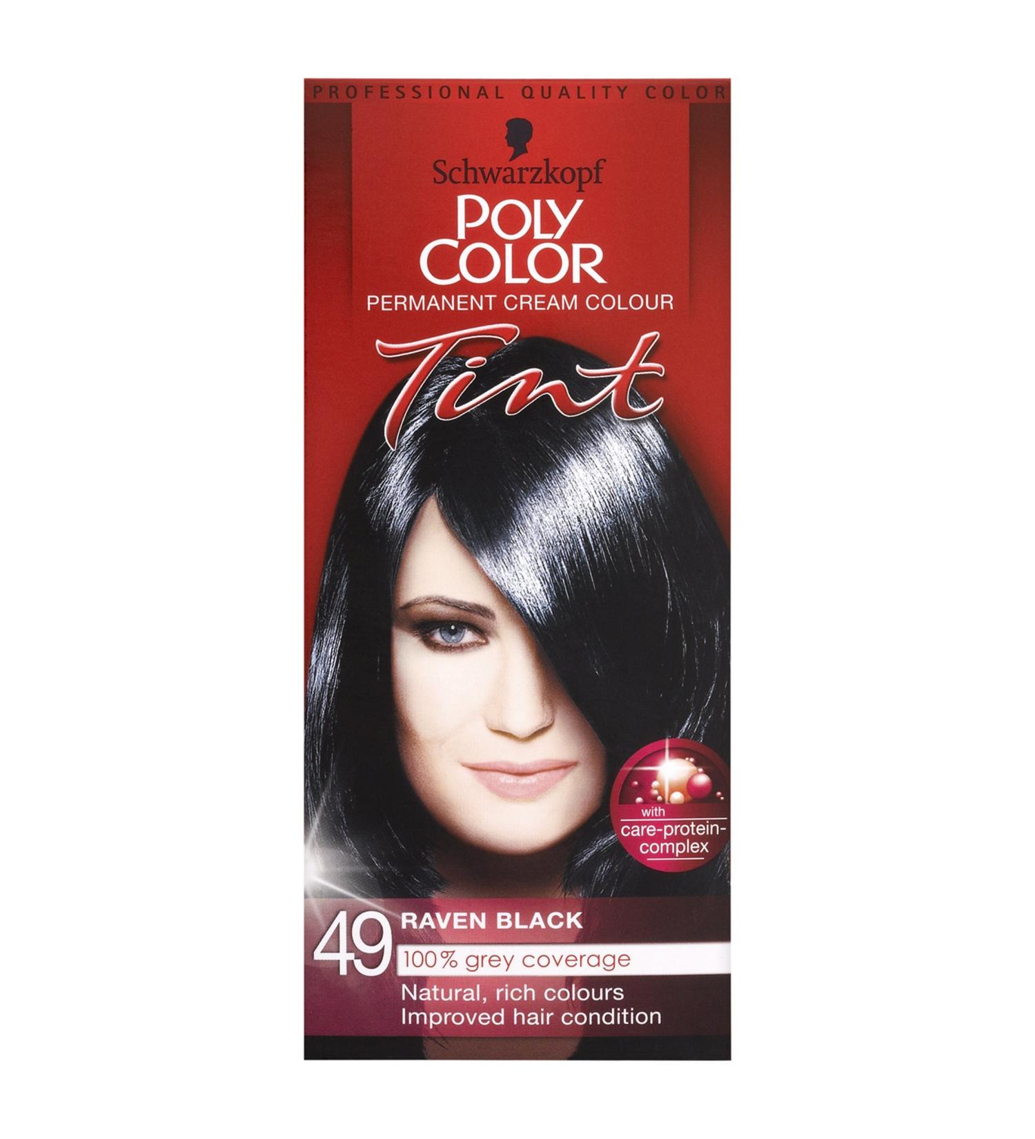 Schwarzkopf Poly Color Hair Colour 49 Raven Black White 1 count (Pack of 1)
