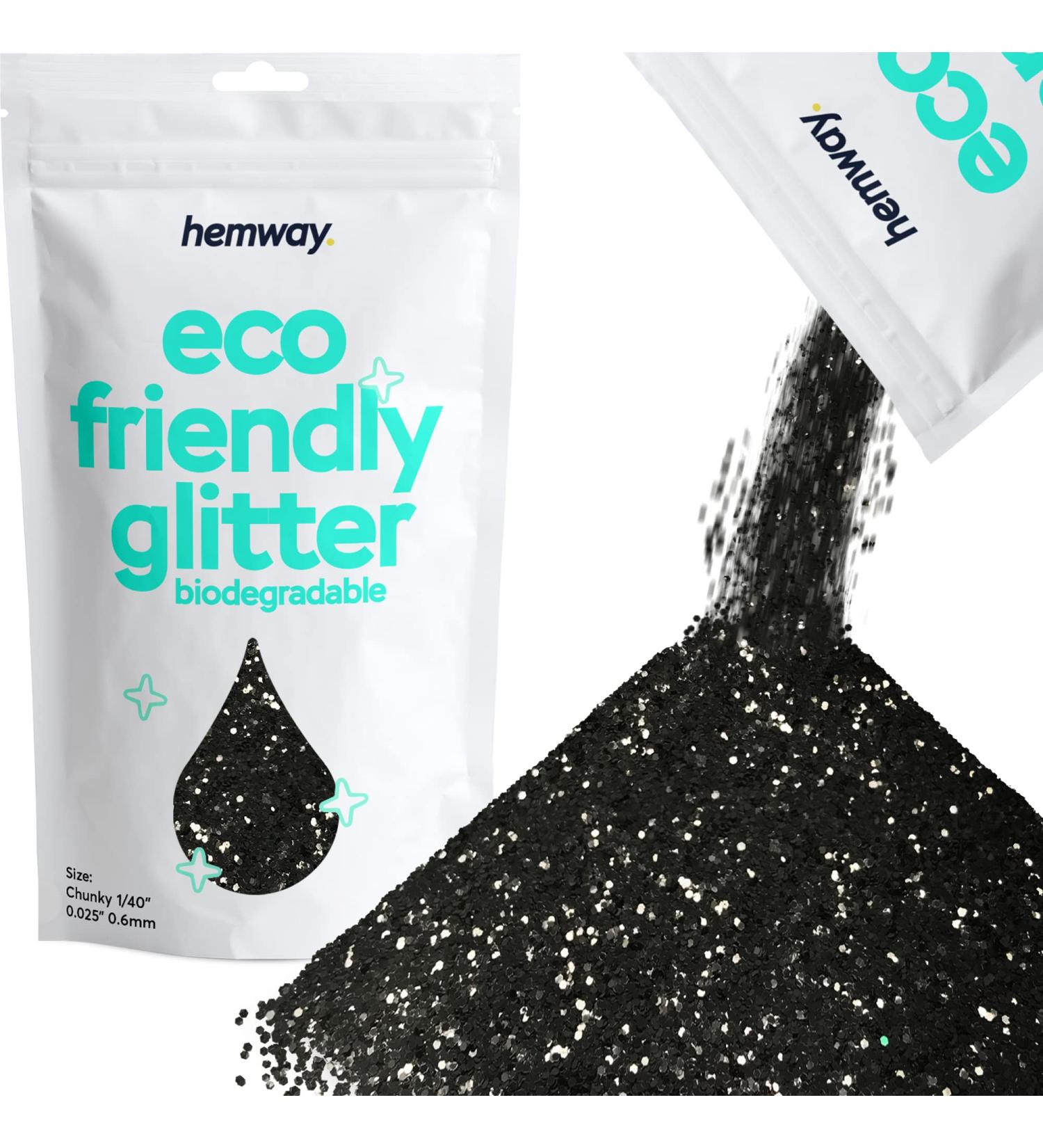 Hemway Eco-Friendly Biodegradable Glitter 100g - Vegan Black Sparkle for Face Eyes Body Hair & Nail - Safe Festival Makeup - Buy Online on GoSupps.com