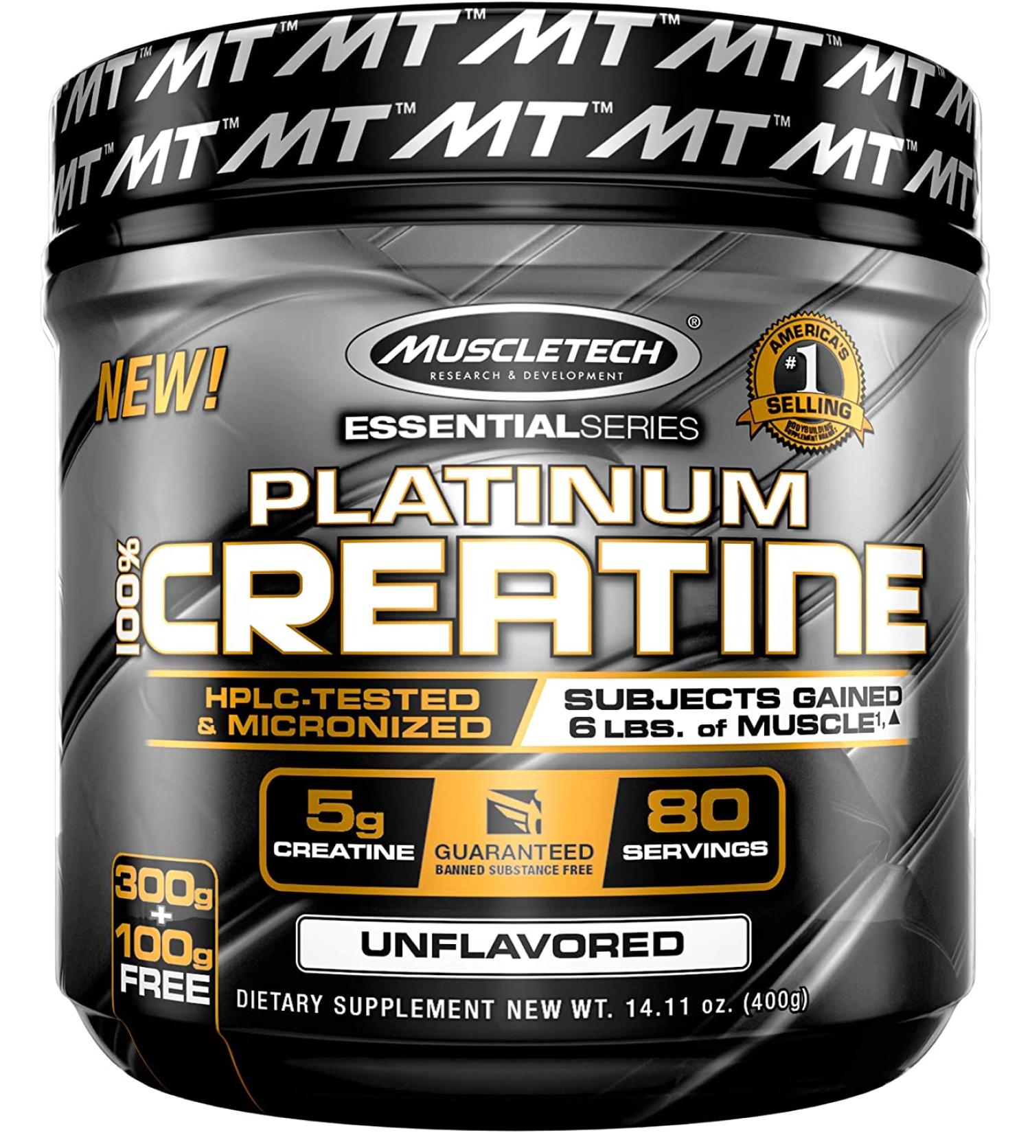 MuscleTech Platinum Creatine 400g - Unflavored | Boost Athletic Performance - Buy Online on GoSupps.com