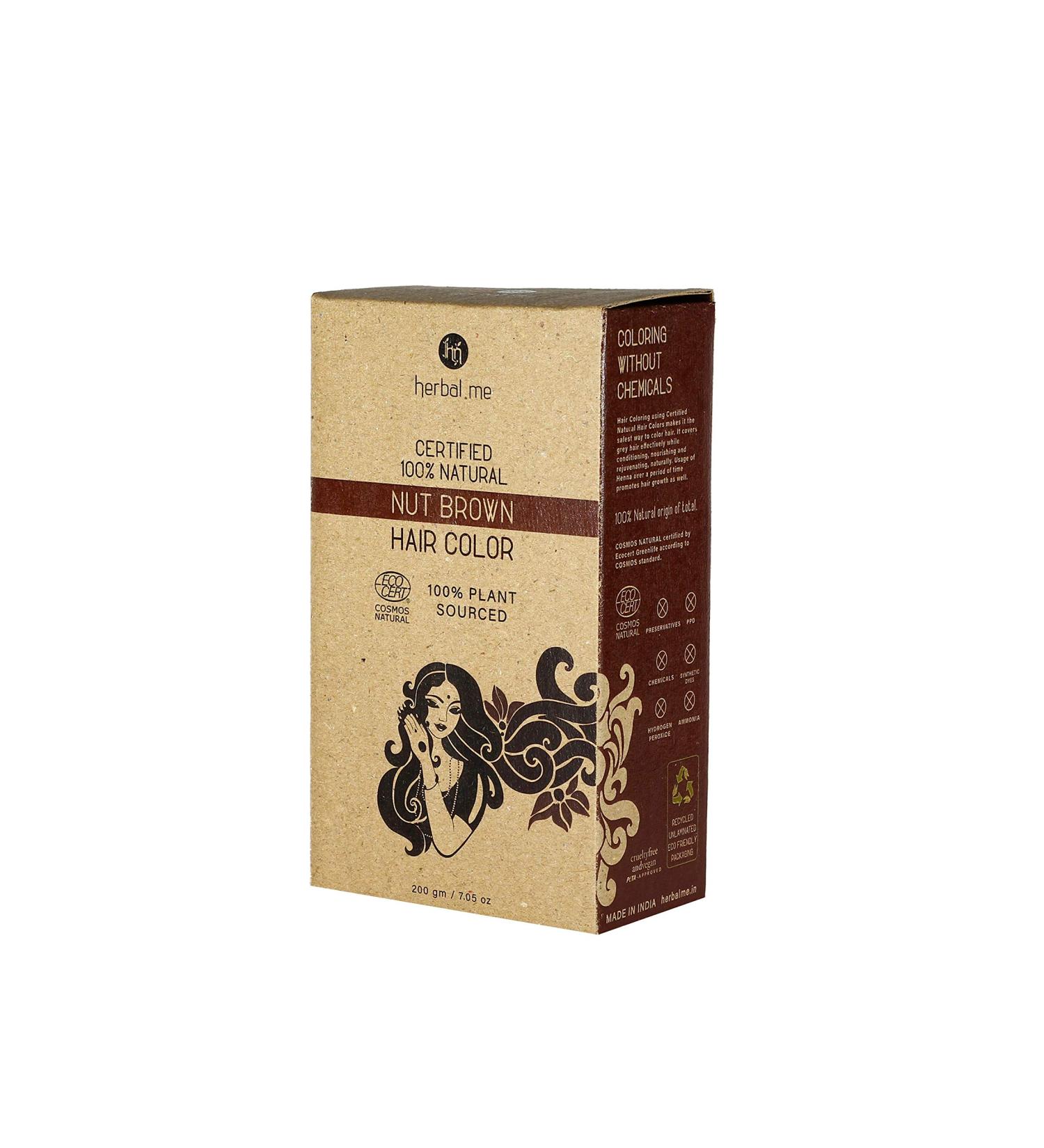 Nut Brown Natural Hair Color (200gm) | 100% Certified Organic by Ecocert Greenlife | International Shipping Available - Buy Online on GoSupps.com