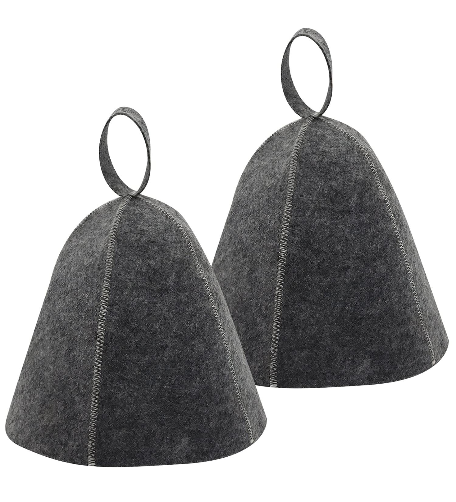 Premium 2-Piece Sauna Hat Set | Filzhut Felt Cap for Men & Women | Portable Bath & Shower Accessories (Gray) - Buy Online on GoSupps.com