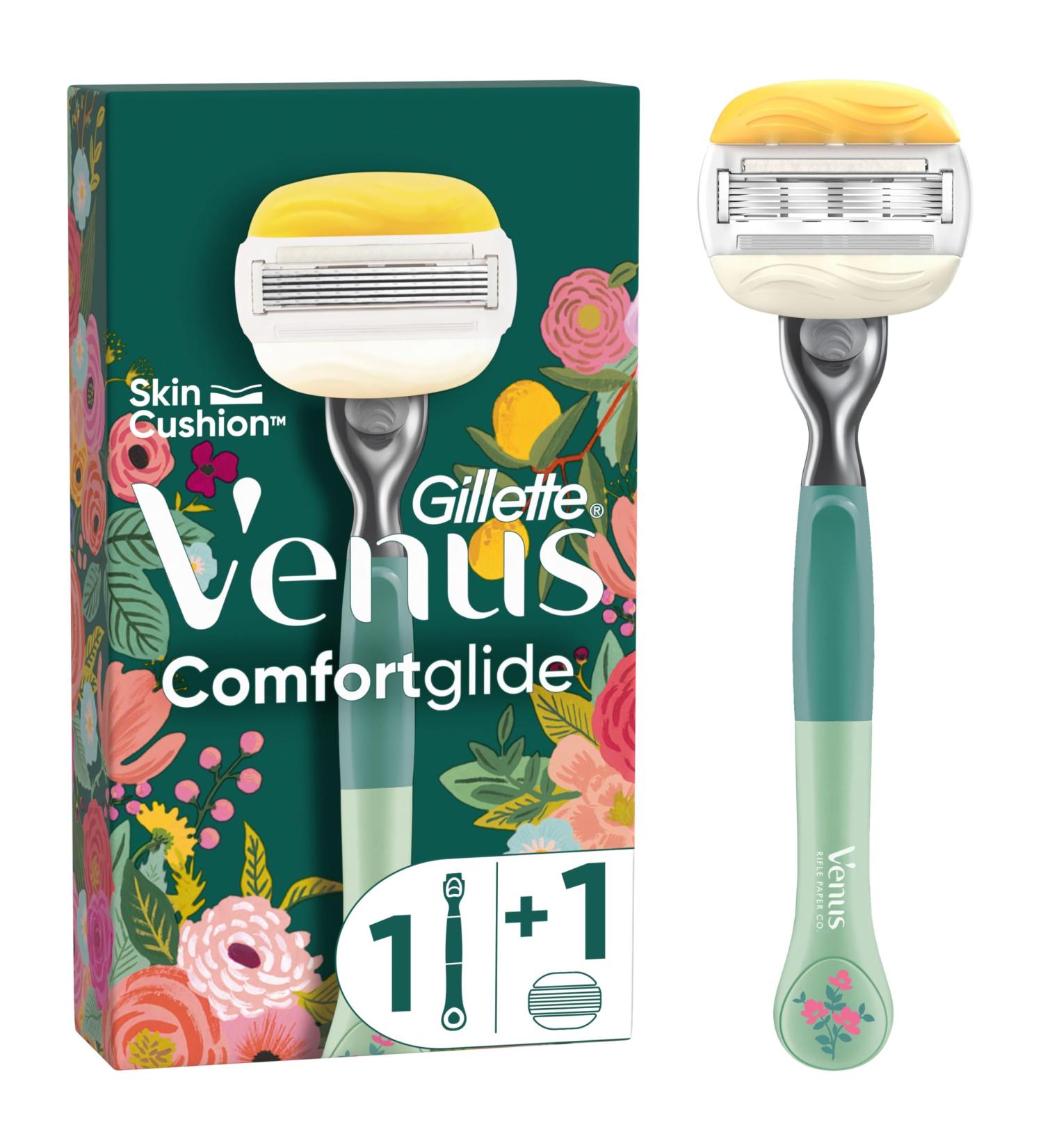Rifle Paper Co. + Gillette Venus Comfortglide women's razor - 1 handle + 1 re -filling blades 5 blades that shave smoothly for gentle skin