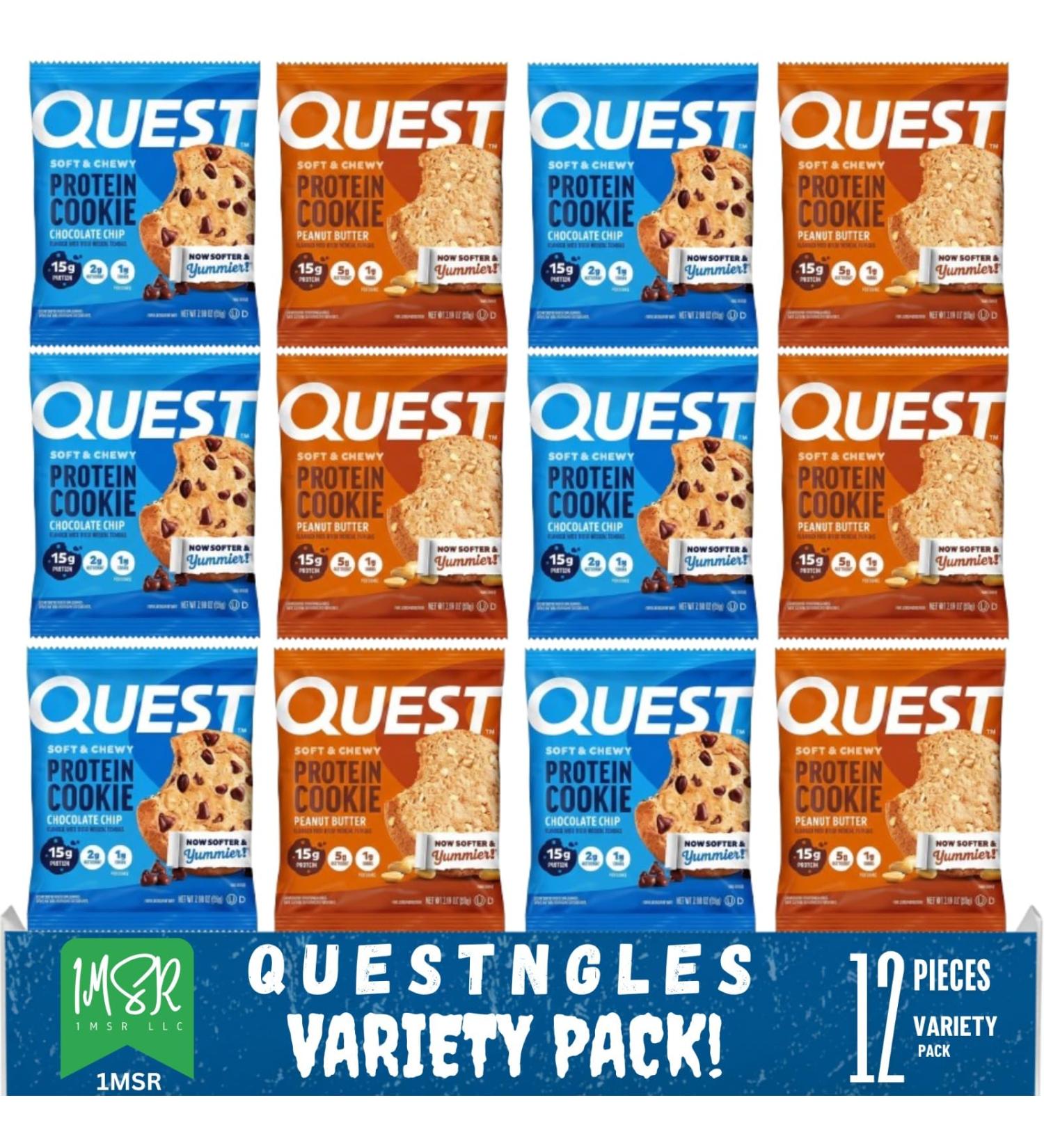 Que-st Soft & Chewy Protein Cookie Variety Pack 15g Protein 12 Count - Buy Online on GoSupps.com