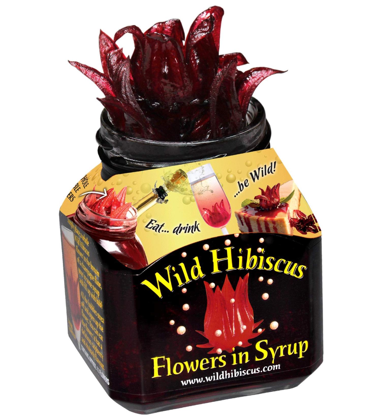 Wild Hibiscus Flowers in Syrup 250g - Exotic Edible Flowers for Cocktails and Desserts - Buy Online on GoSupps.com