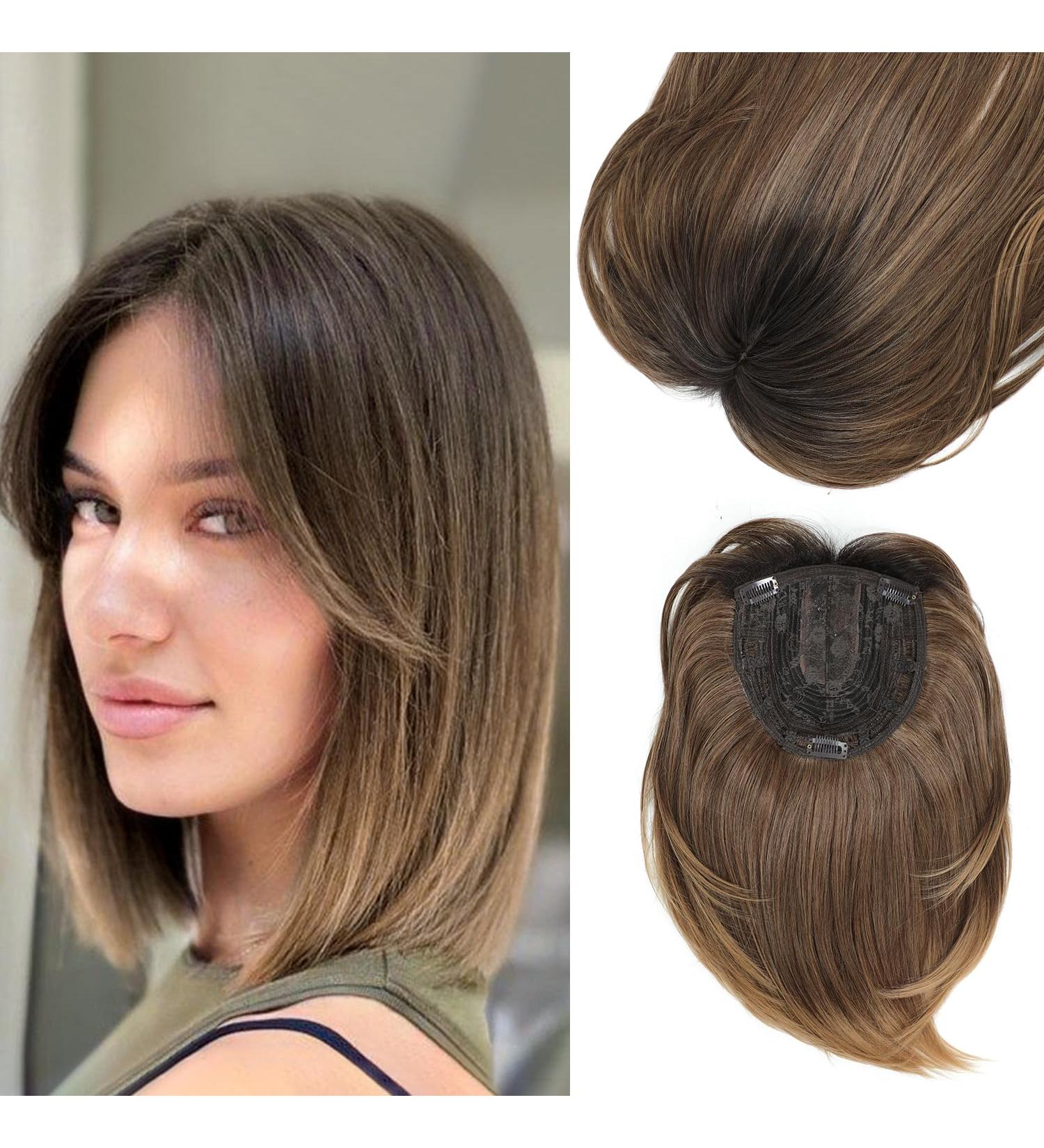 MORICHY Synthetic Hair Topper 12'' - Ombre Brown 3 Color Tone - Big Base Cover - Hair Volume Booster - Buy Online on GoSupps.com
