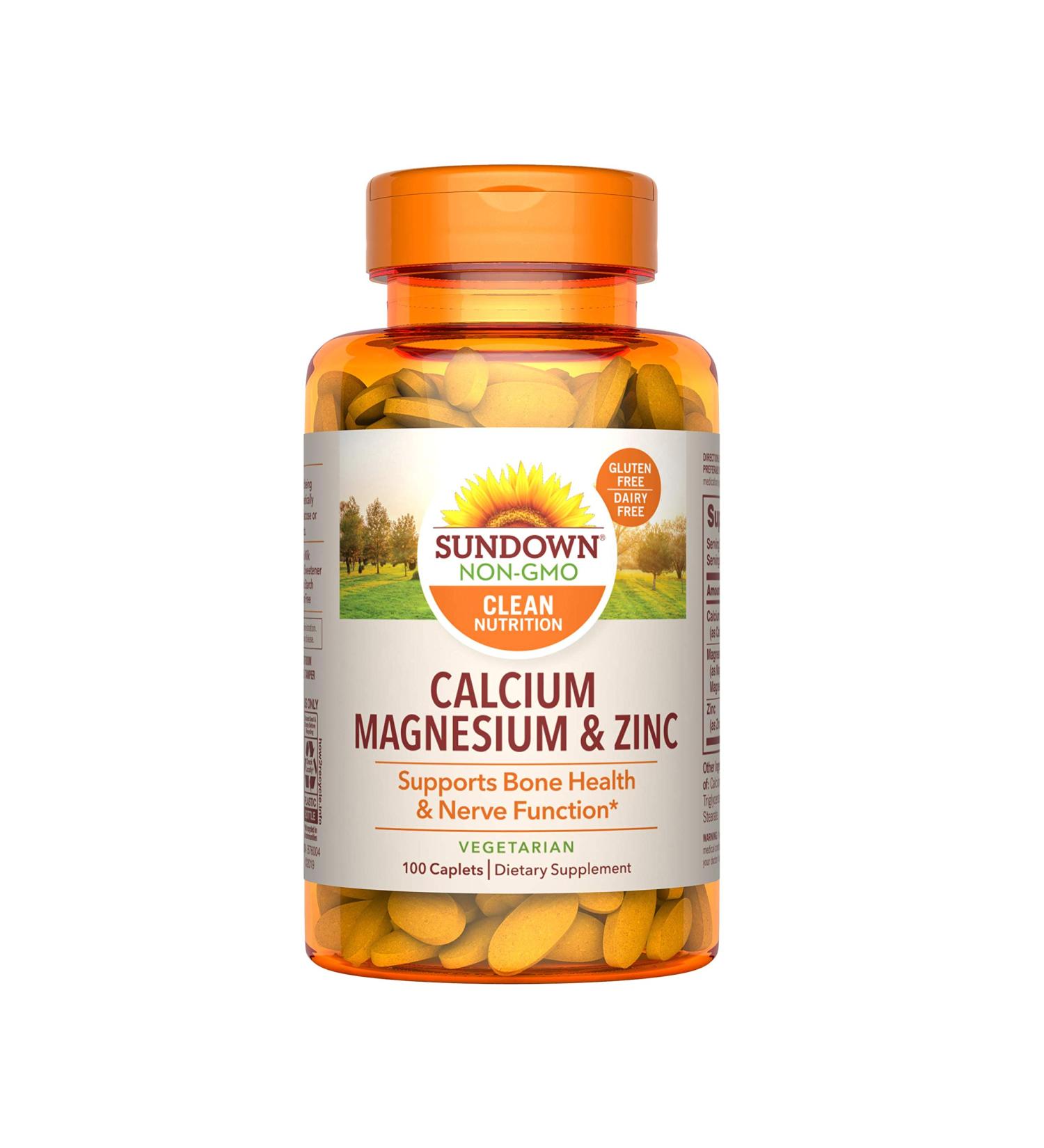 Sundown Naturals Calcium Magnesium & Zinc - 100 Caplets for Bone Health - Buy Online on GoSupps.com