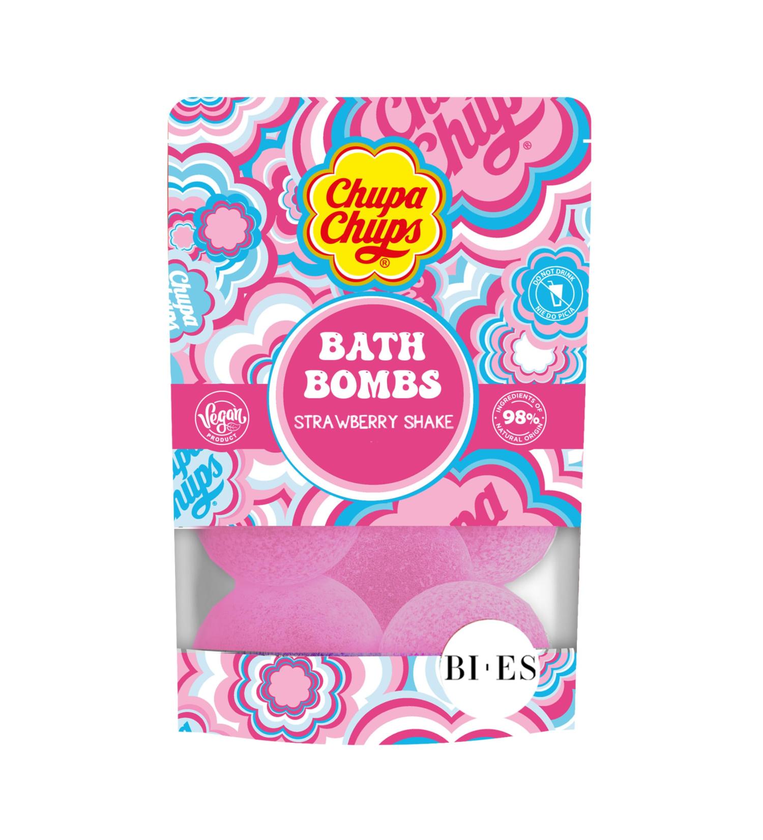 Chupa Chups Natural Strawberry Bath Bomb 100% Vegan 6 x 55g