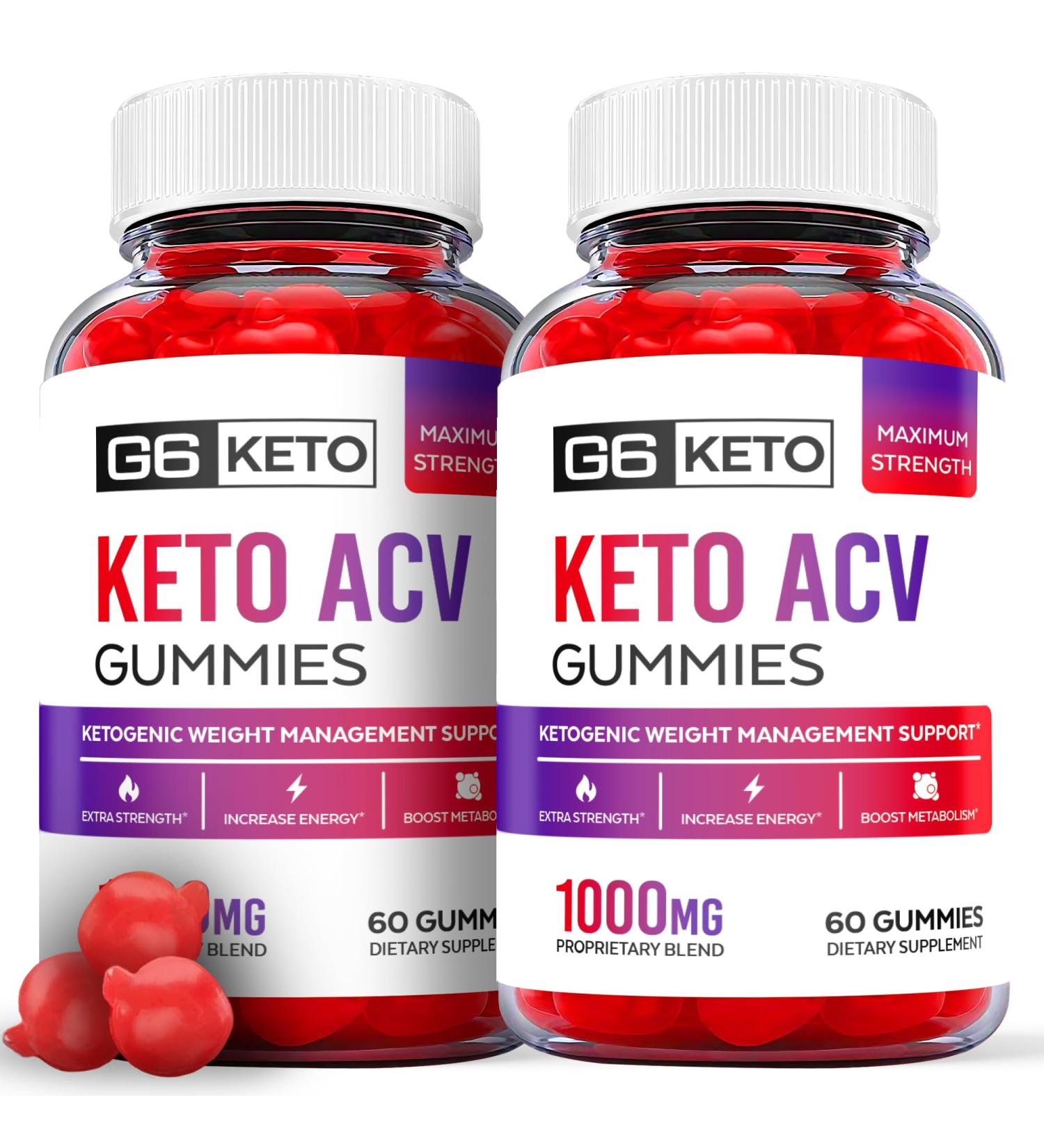 2 Pack G6 Keto ACV Gummies - Vegan Formula for Fast Weight Loss - 120 Gummies with Apple Cider Vinegar & Vitamin B12 - Buy Online on GoSupps.com