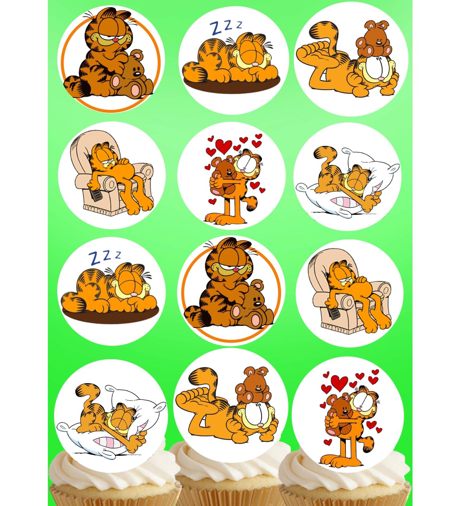 Pre-Cut Garfield 2B Edible Stand up Wafer Paper Cupcake Toppers Cake Decorations Birthday Party Cat (24) - Buy Online on GoSupps.com
