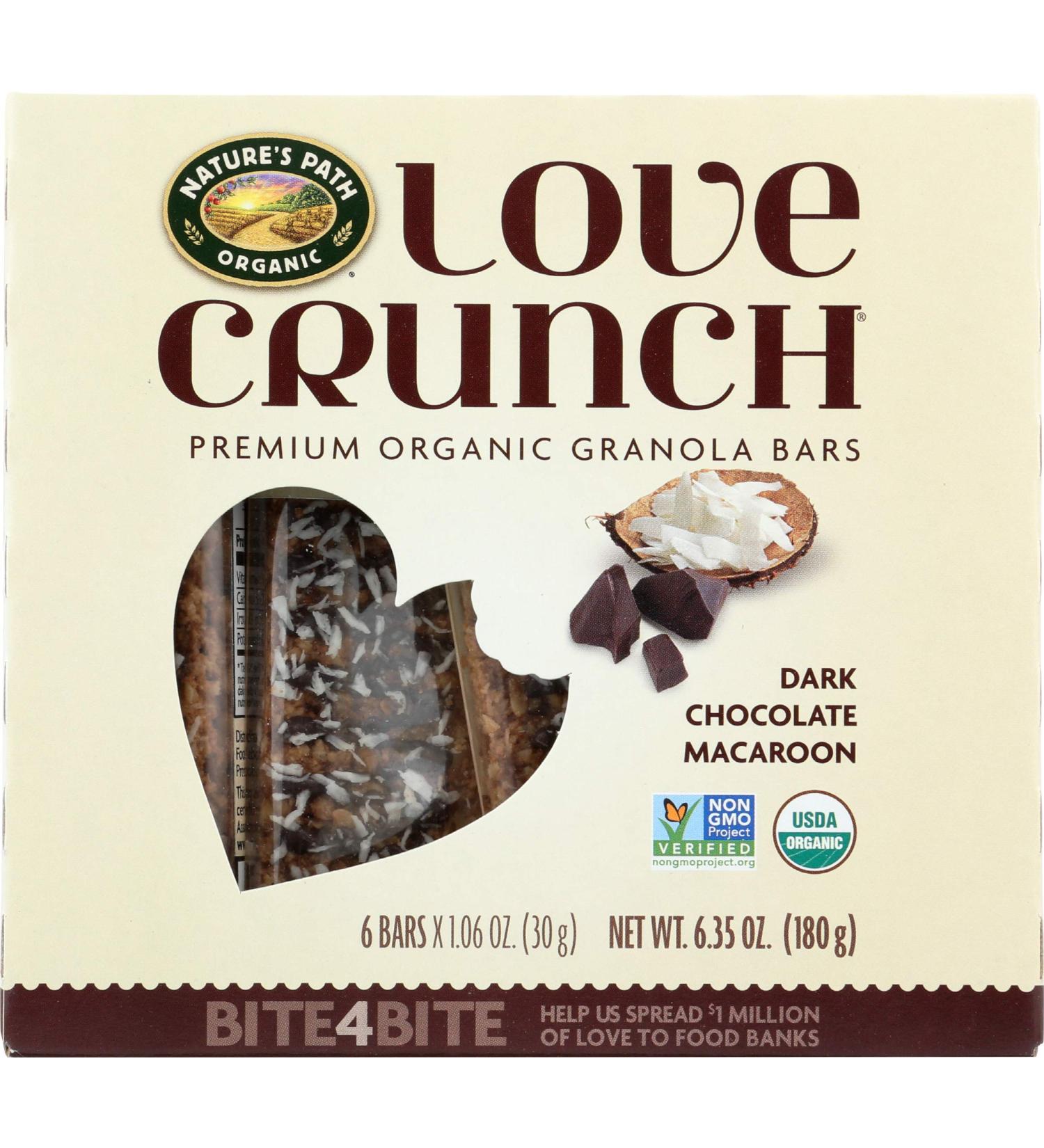 Nature's Path Love Crunch Dark Chocolate Macaroon Granola Bars - Organic, 6 Pack (30g Each) - Buy Online on GoSupps.com