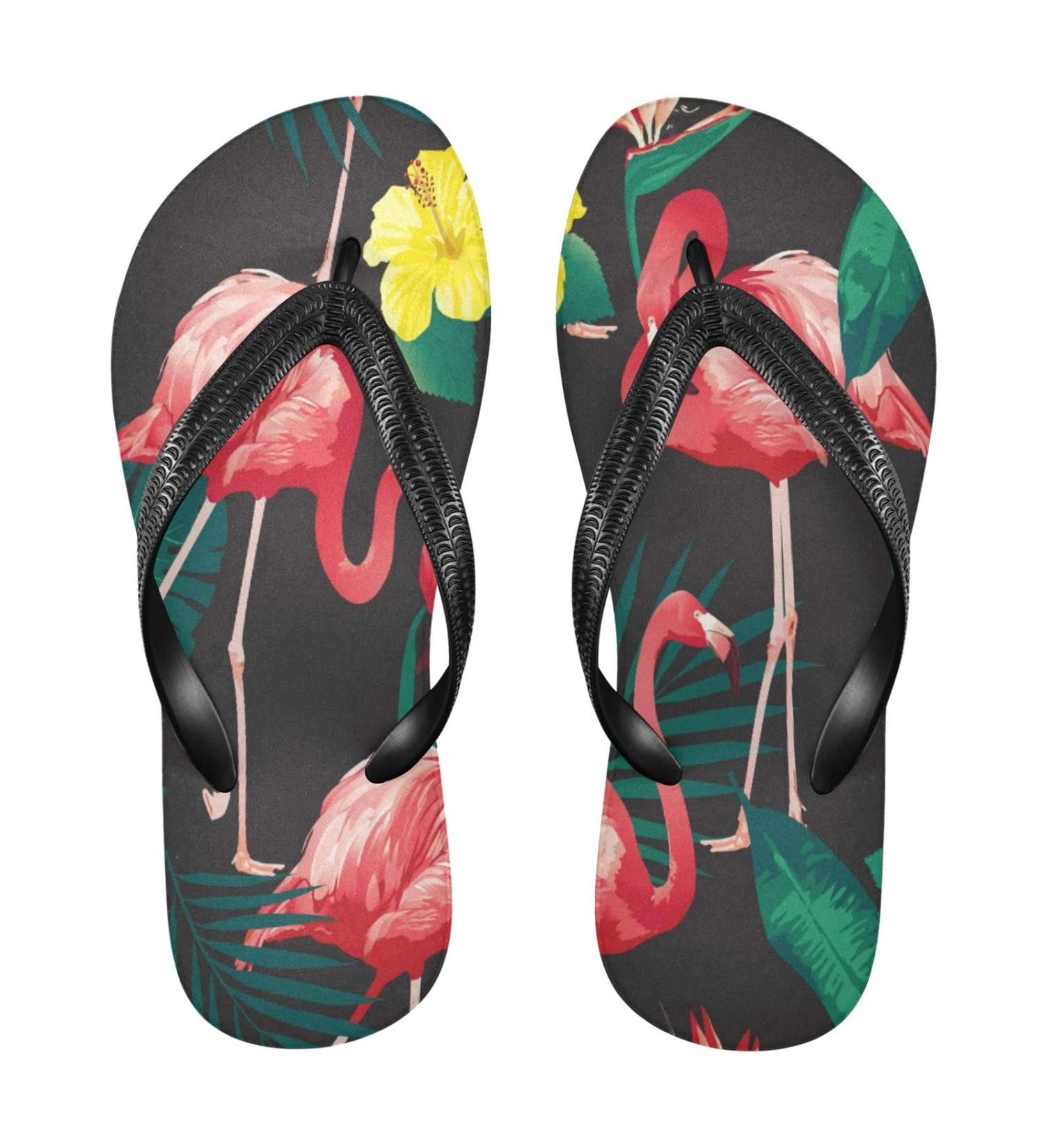 Buy Mnsruu Flamingobl te Floral Animal Flip-Flops | Multi-Colored Slippers for Men & Women | Perfect for Hotel Spa Bedroom & Travel - L Size - Buy Online on GoSupps.com