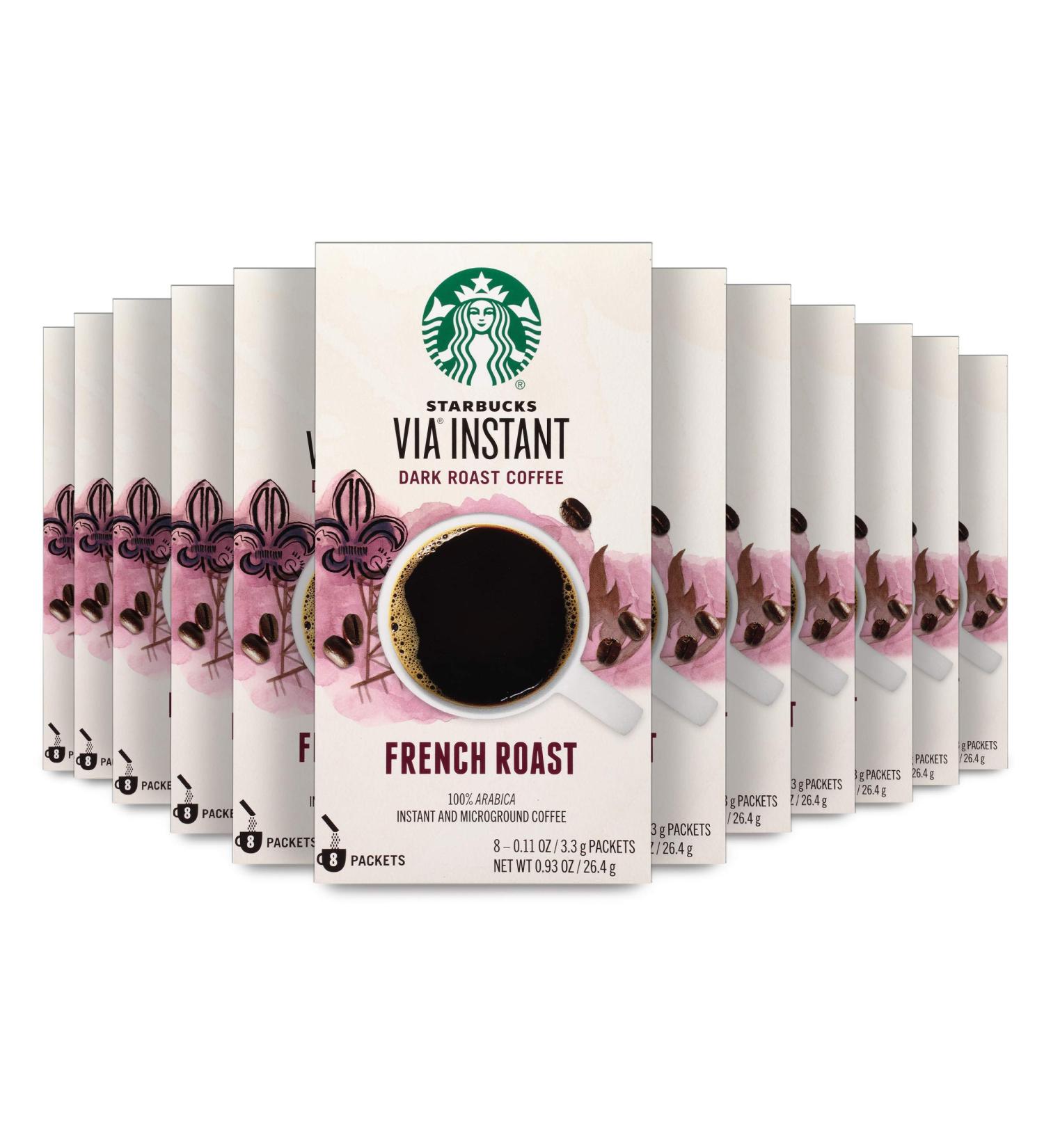 Starbucks VIA Instant Coffee Dark Roast French Roast Packets - 8 Count x 12 Packs - Buy Online on GoSupps.com