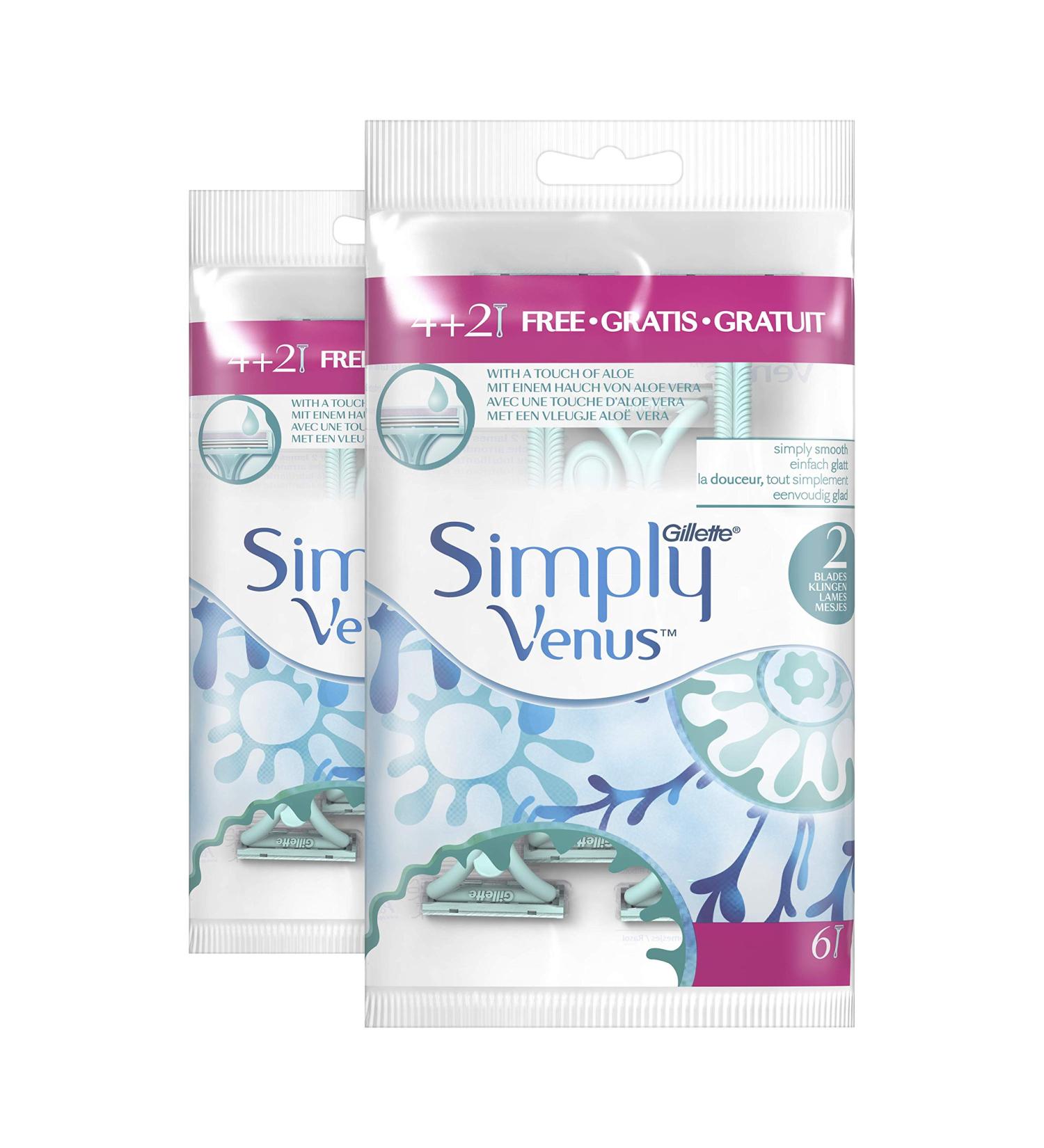 Gillette Simply Venus 2 Disposable Razors for Women - 12 Comfort Blades | International Shipping Available - Buy Online on GoSupps.com