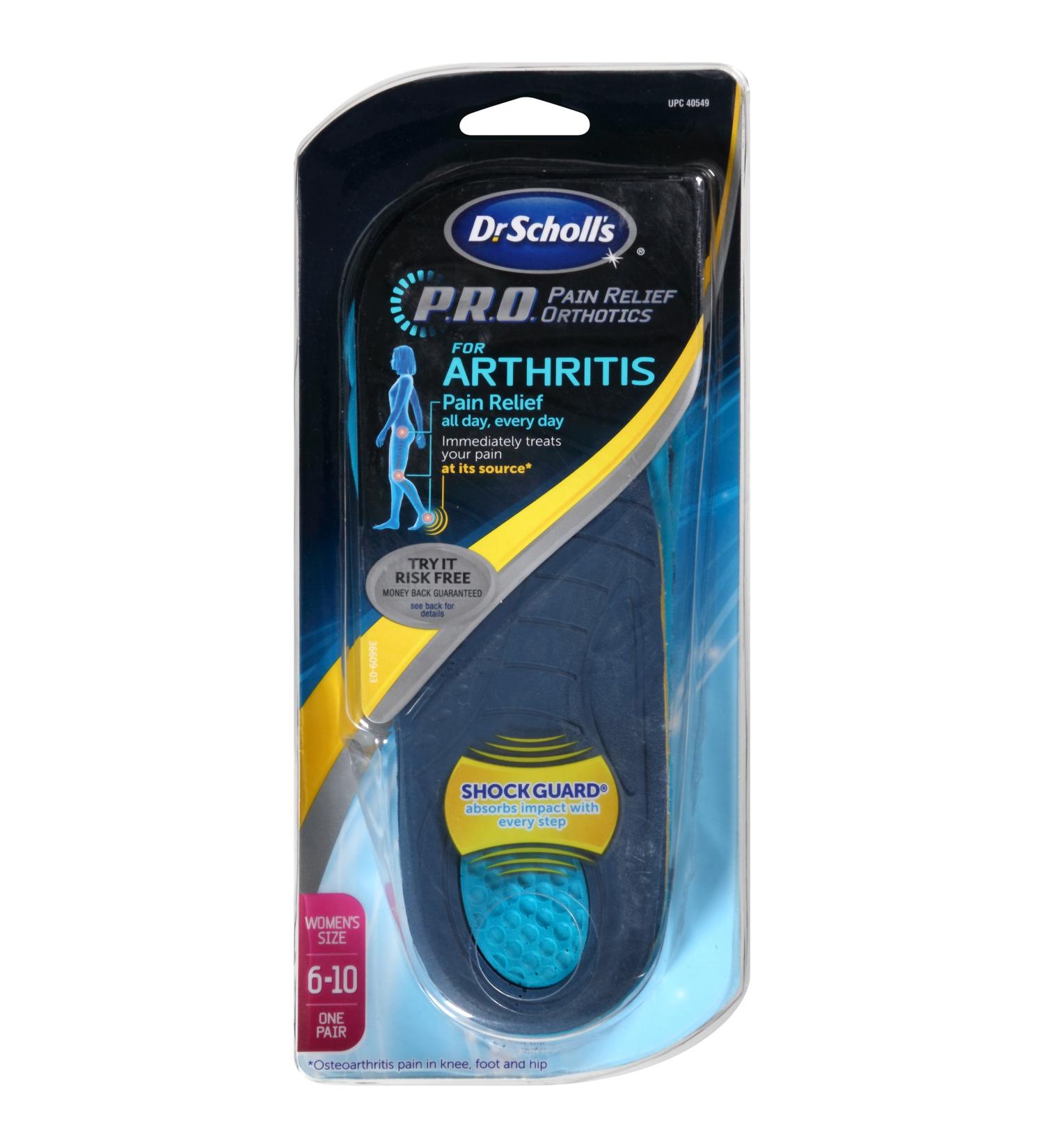 Dr. Scholl's P.R.O. Pain Relief Orthotics for Arthritis - Women's Size 6-10 (Old Version) - Buy Online on GoSupps.com