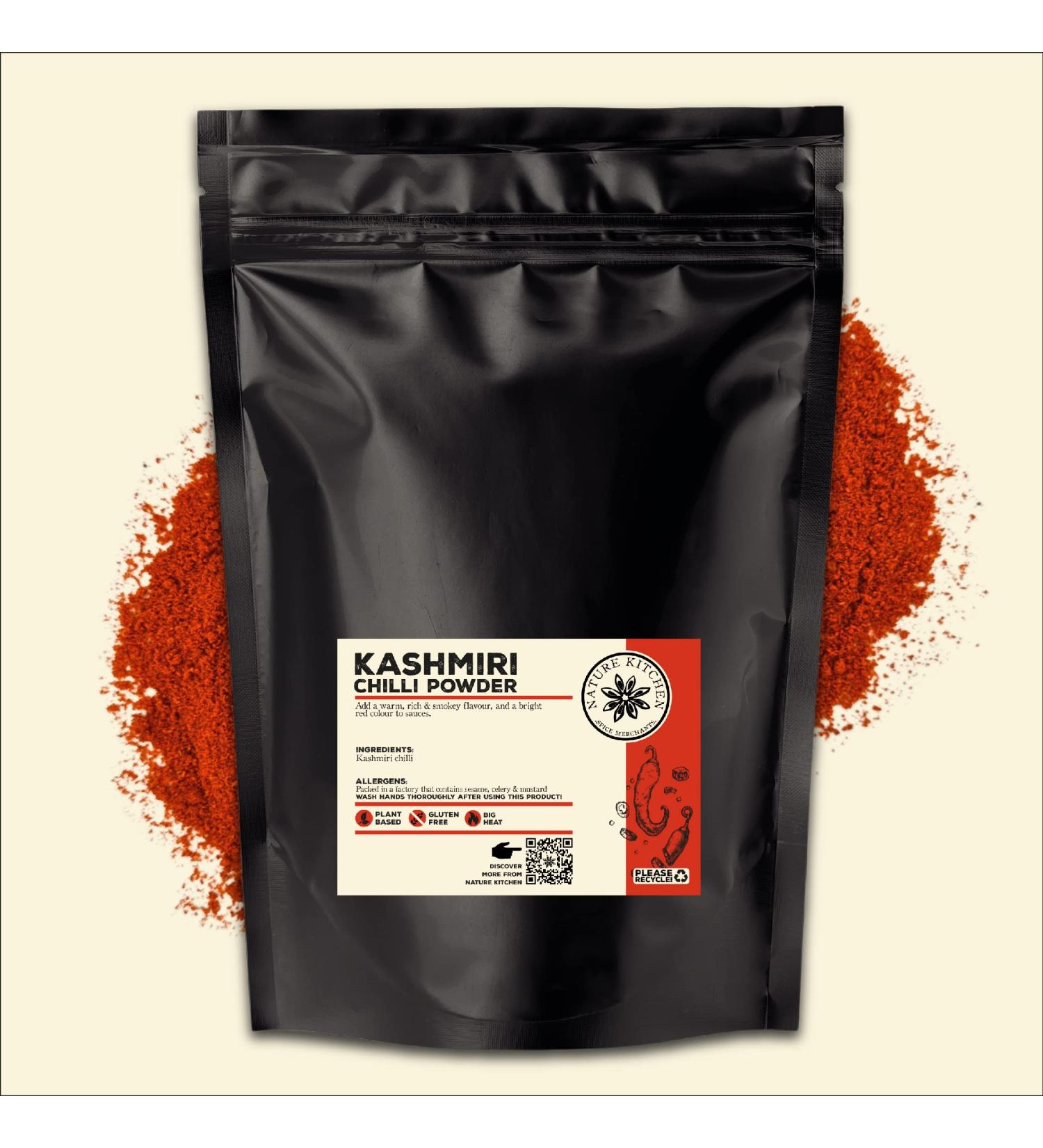 Nature Kitchen Chili Kashmiri Powder 500g - Gluten-Free Vegan Seasoning for Everyday Cooking, Marinades, Sauces, Frying, Baking, Grilling - Buy Online on GoSupps.com