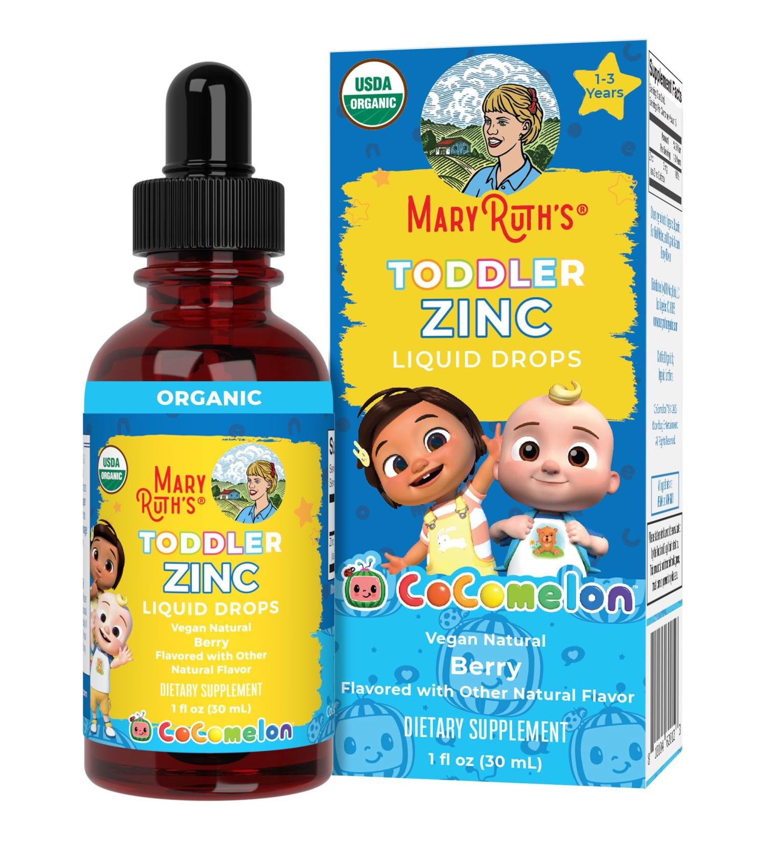 MaryRuth Organics Cocomelon Toddler Liquid Zinc | Sugar Free Organic Zinc Supplement for Ages 1-3 | Immune Support | Vegan & Non-GMO | Gluten Free | 1 Fl Oz - Buy Online on GoSupps.com