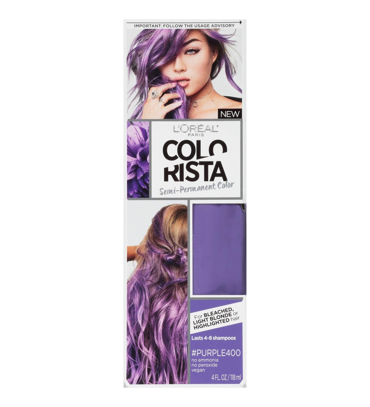 L'Oreal Paris Colorista Semi-Permanent Hair Color - Purple for Light Bleached or Blonde Hair - Buy Online on GoSupps.com