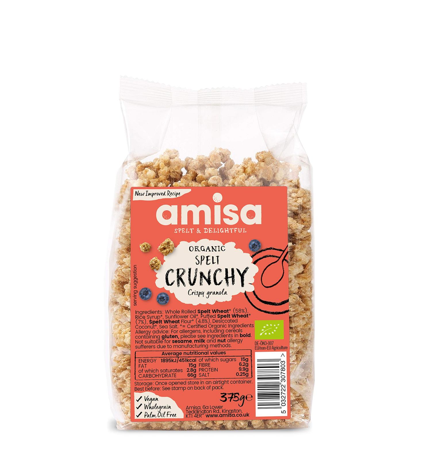 Amisa Organic Spelt Crunchy 375 g (Pack of 4)