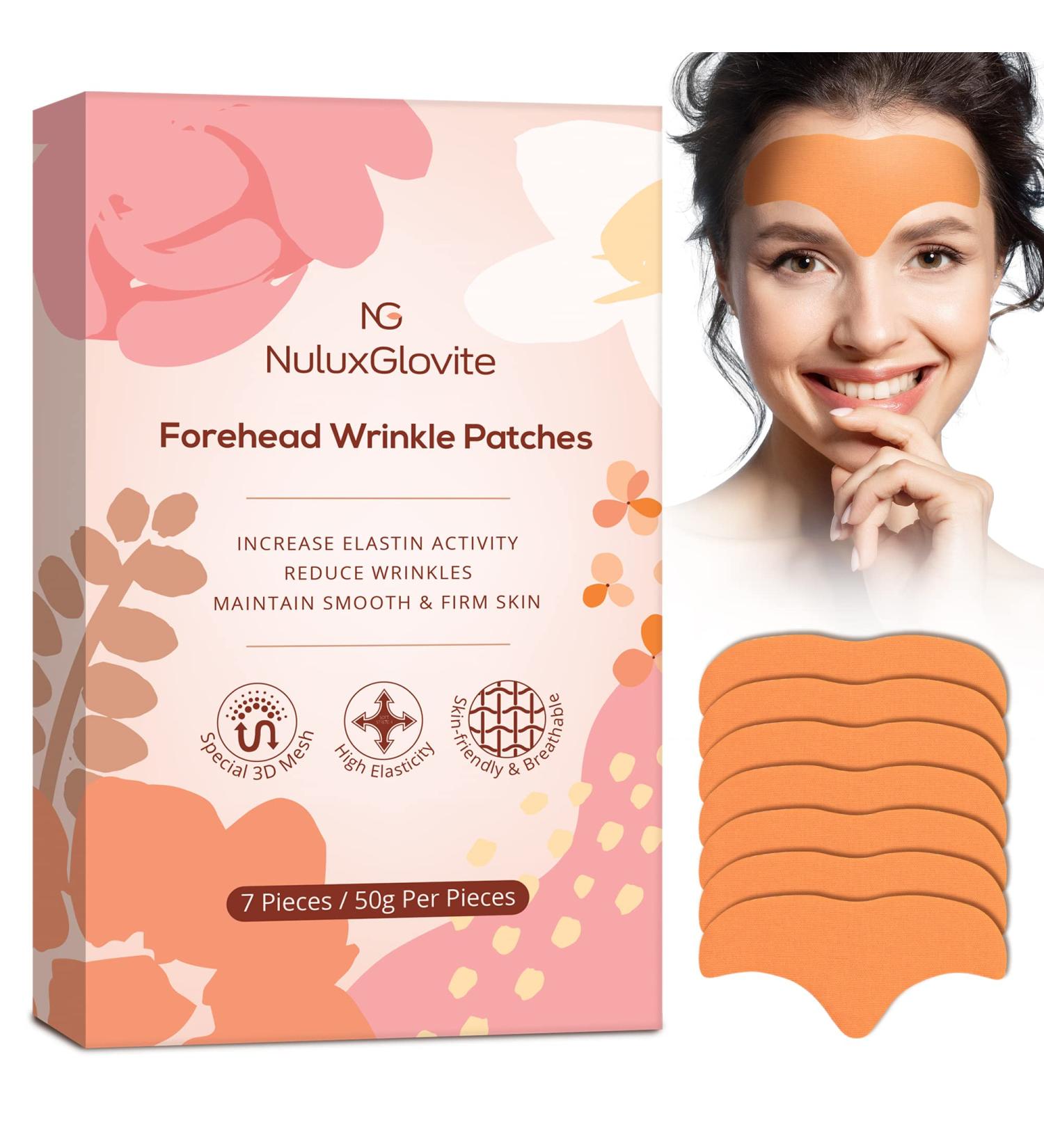 Nuluxglovite Forehead Wrinkle Patches - 7 Pack Anti Wrinkle Patches with Collagen - Natural Ingredients for Forehead and Between Eyes Wrinkle Smoothing - Buy Online on GoSupps.com
