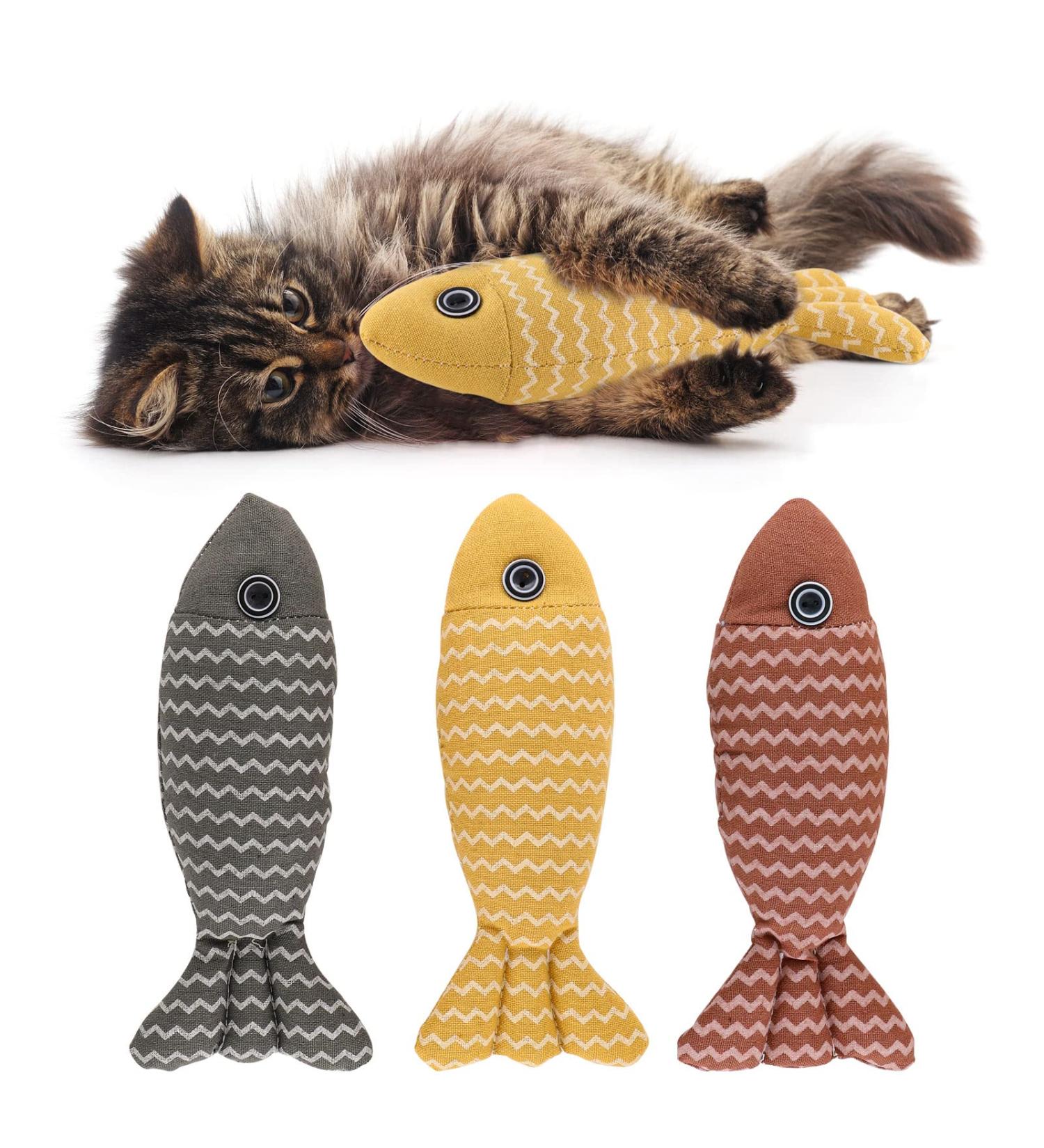 3PC Catnip Fish Toys - 21cm Interactive Cat Toys for Play | Simulation Fish for Cats - Buy Online on GoSupps.com