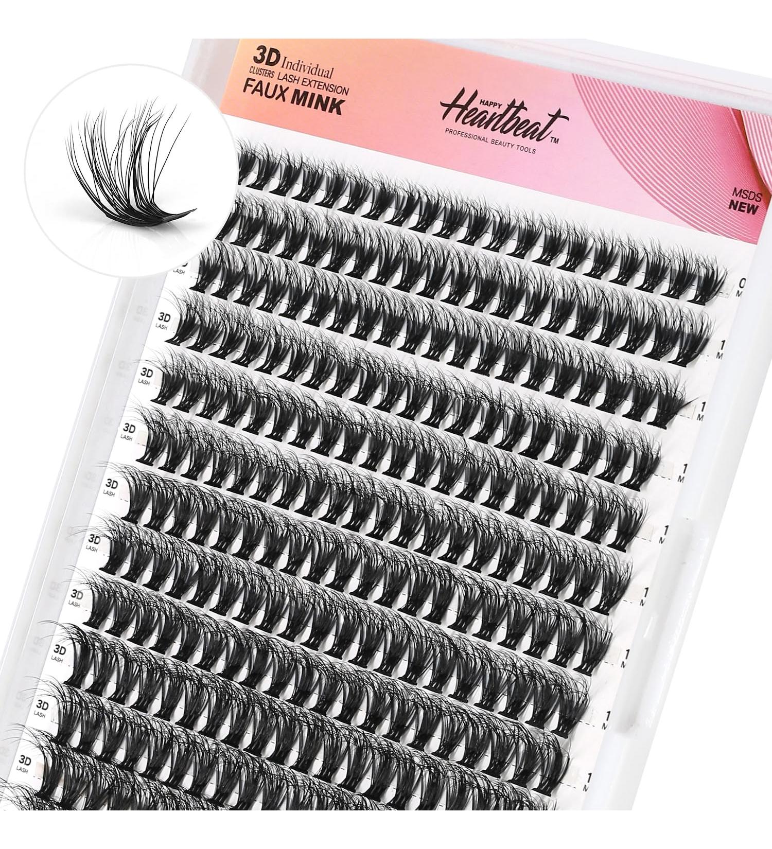 Buy Lashes Clusters 9-16mm C/D Curl Faux Mink - Soft Eyelash Extensions for DIY | Happy Heartbeat - Buy Online on GoSupps.com