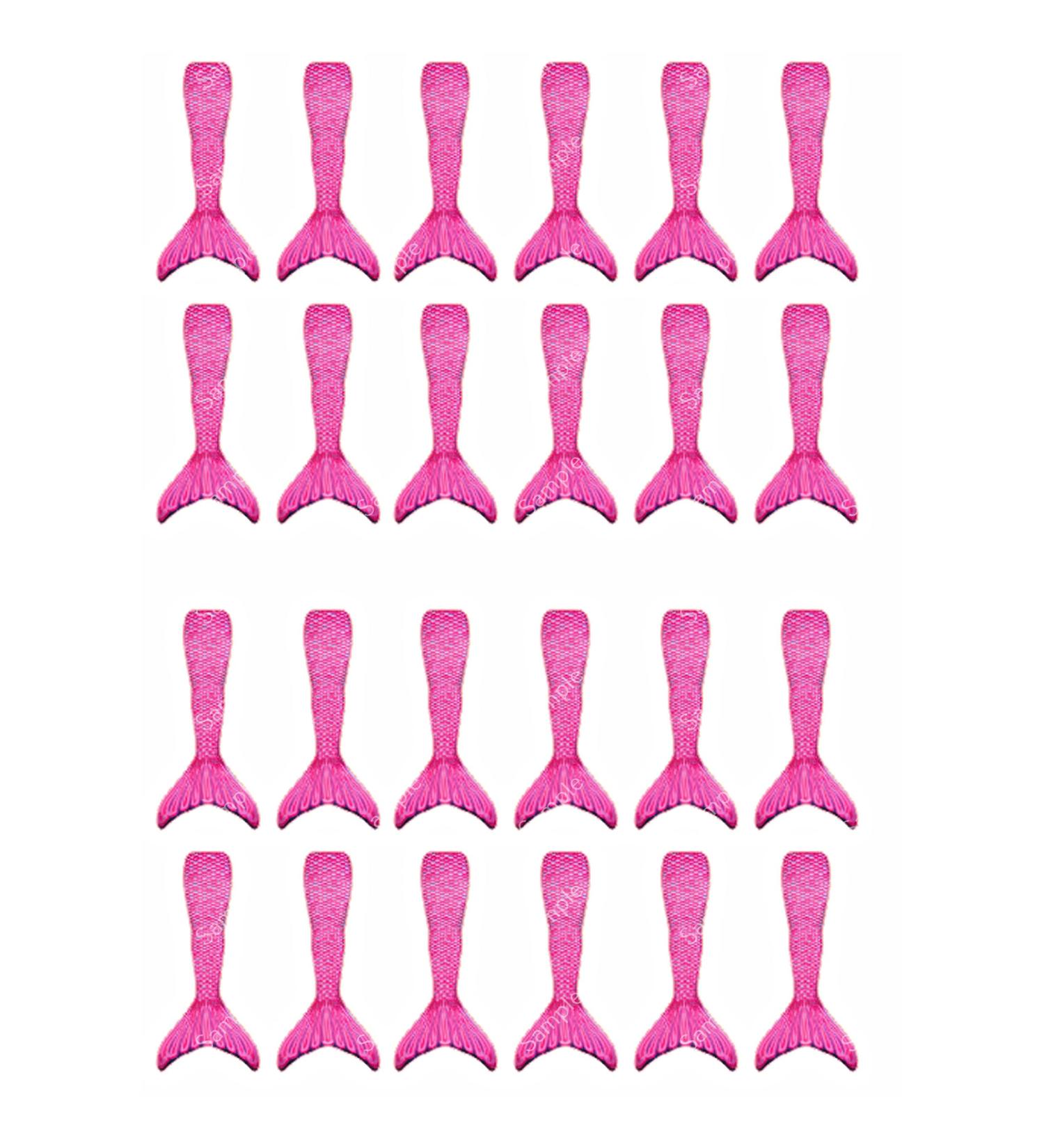 24 x Pre-Cut Pink Blue Mermaid Tails Edible Wafer Cupcake Toppers Cake Decoration