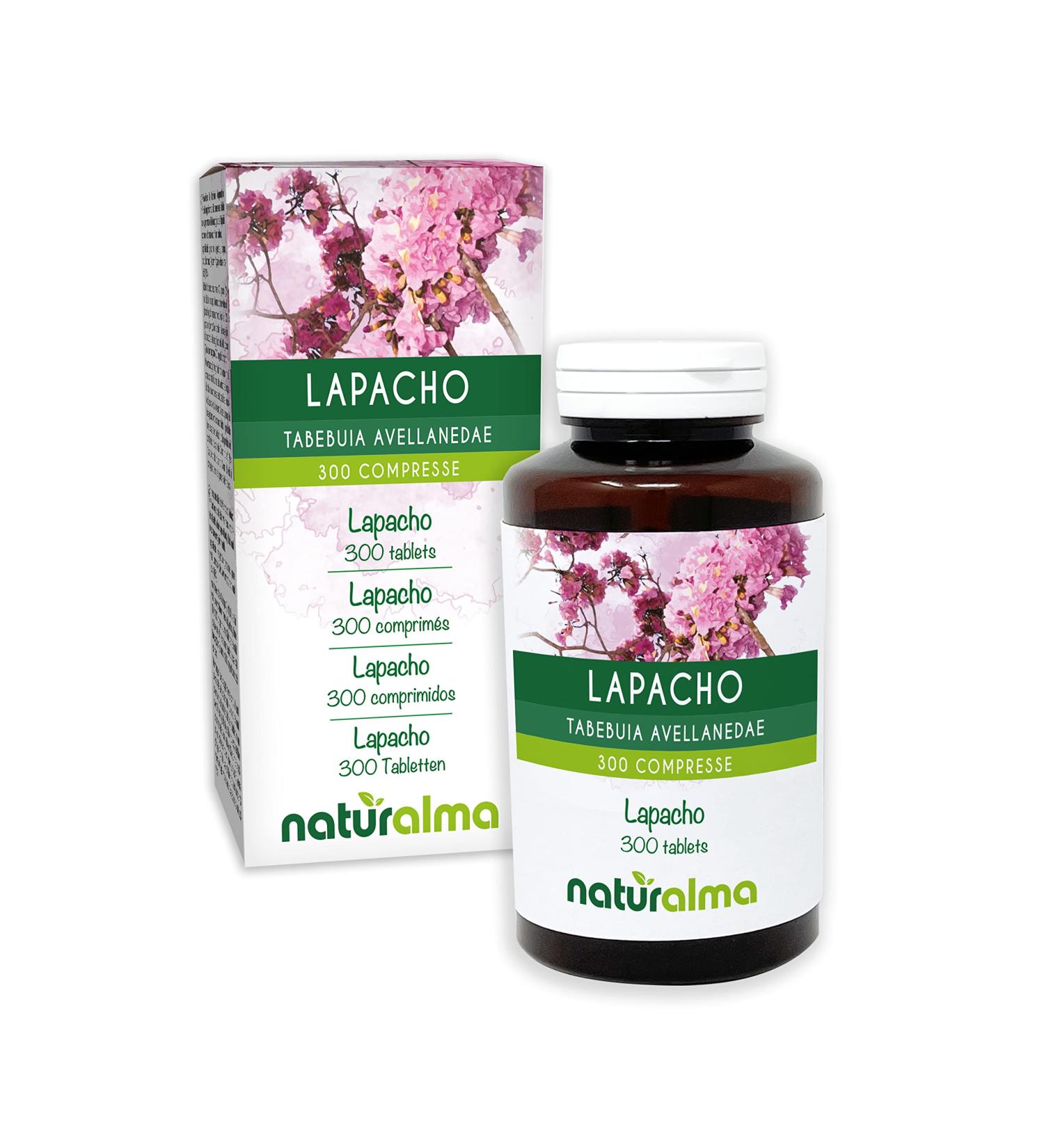 Lapacho or Pau d'arco (Tabebuia avellanedae or Tecoma curialis) bark Naturalma 150 g 300 Tablets Food Supplement Natural and Vegan - Buy Online on GoSupps.com