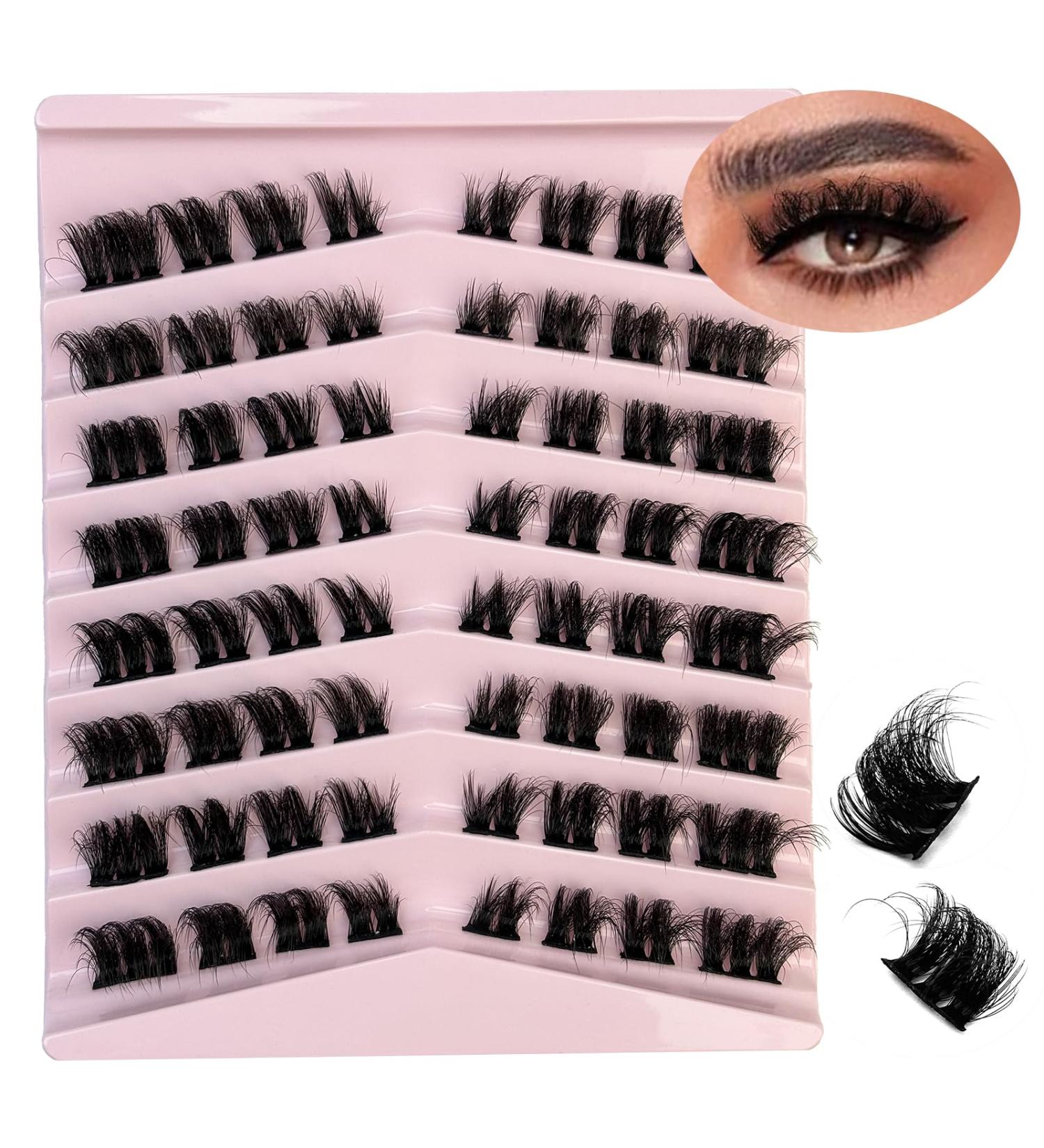 Fluffy Cat Eye Lash Clusters | 12-20MM D Curl Wispy Individual Eyelashes | 64 PCS DIY Extensions by Anforlin - Shop Internationally - Buy Online on GoSupps.com