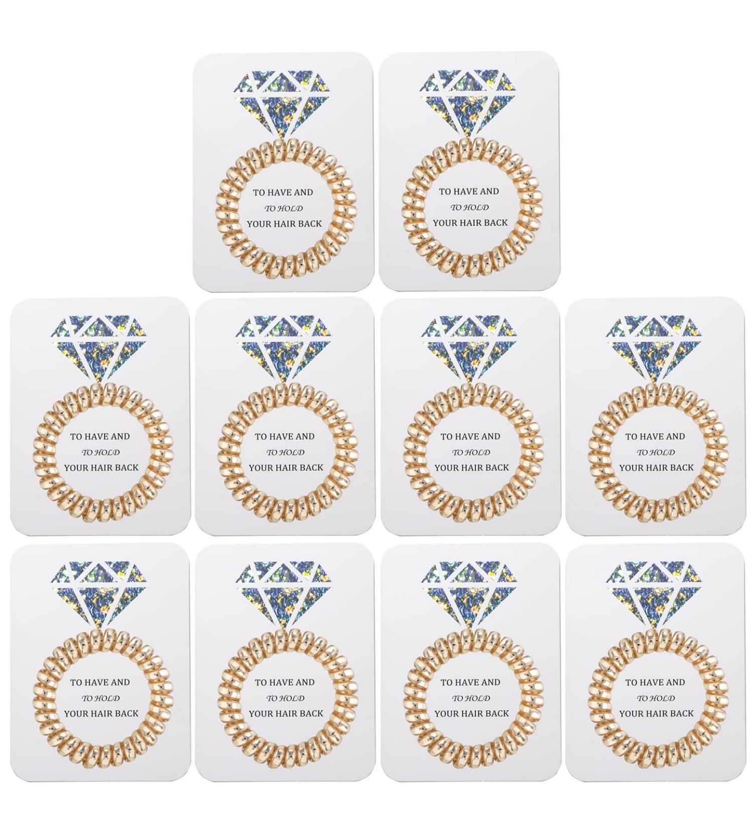 Bridesmaid Hair Ties Set of 10 - Champagne Scrunchies for Bachelorette Party & Wedding Decorations - Buy Online on GoSupps.com