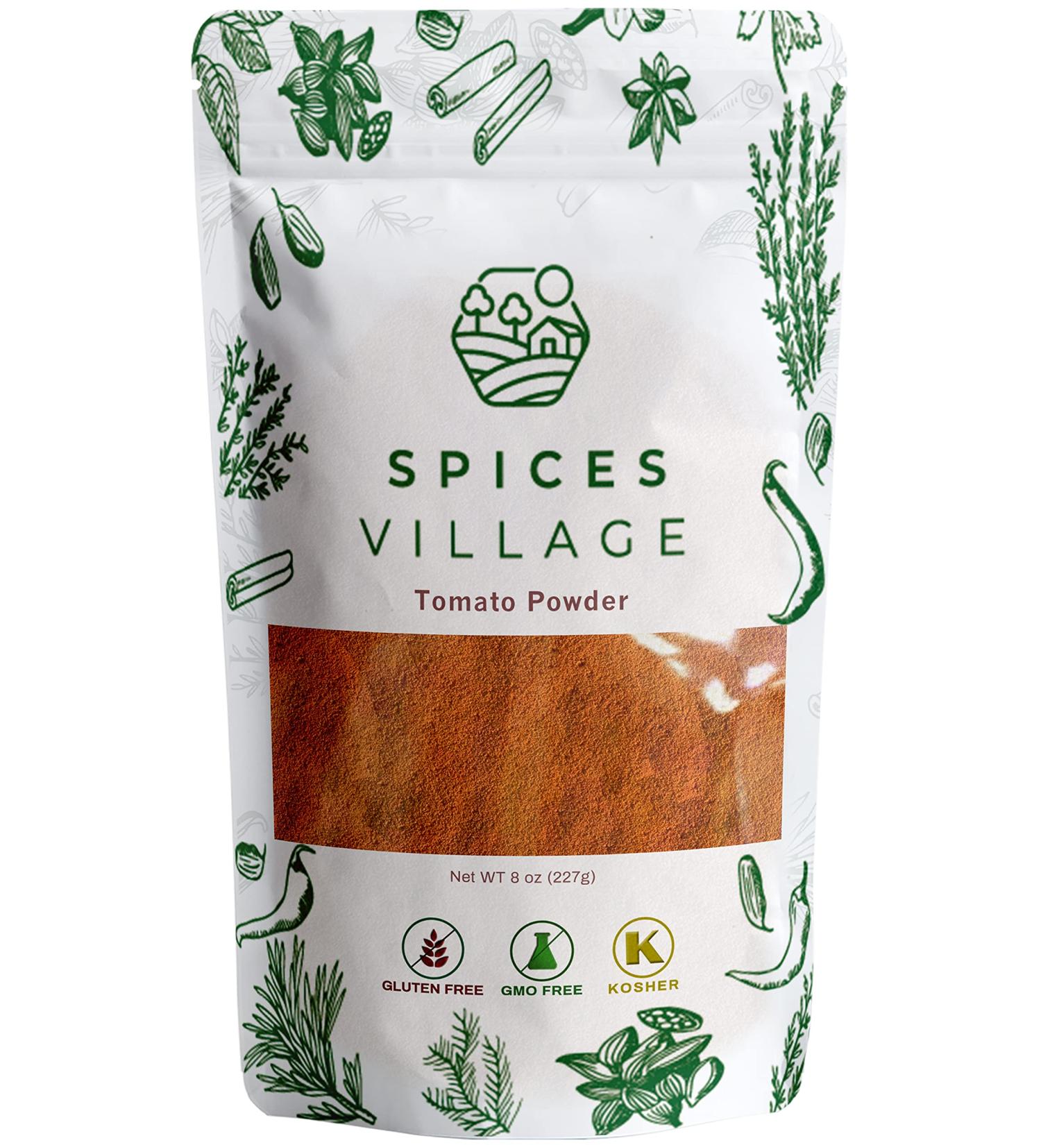 Spices Village Tomato Powder 8 Oz - Sun-Dried Ripe Tomatoes Seasoning for Cooking and Dressing | Powdered Spaghetti Sauce & House Recipe Ketchup | Kosher, Gluten-Free, Non-GMO | Resealable Bulk Bag - Buy Online on GoSupps.com