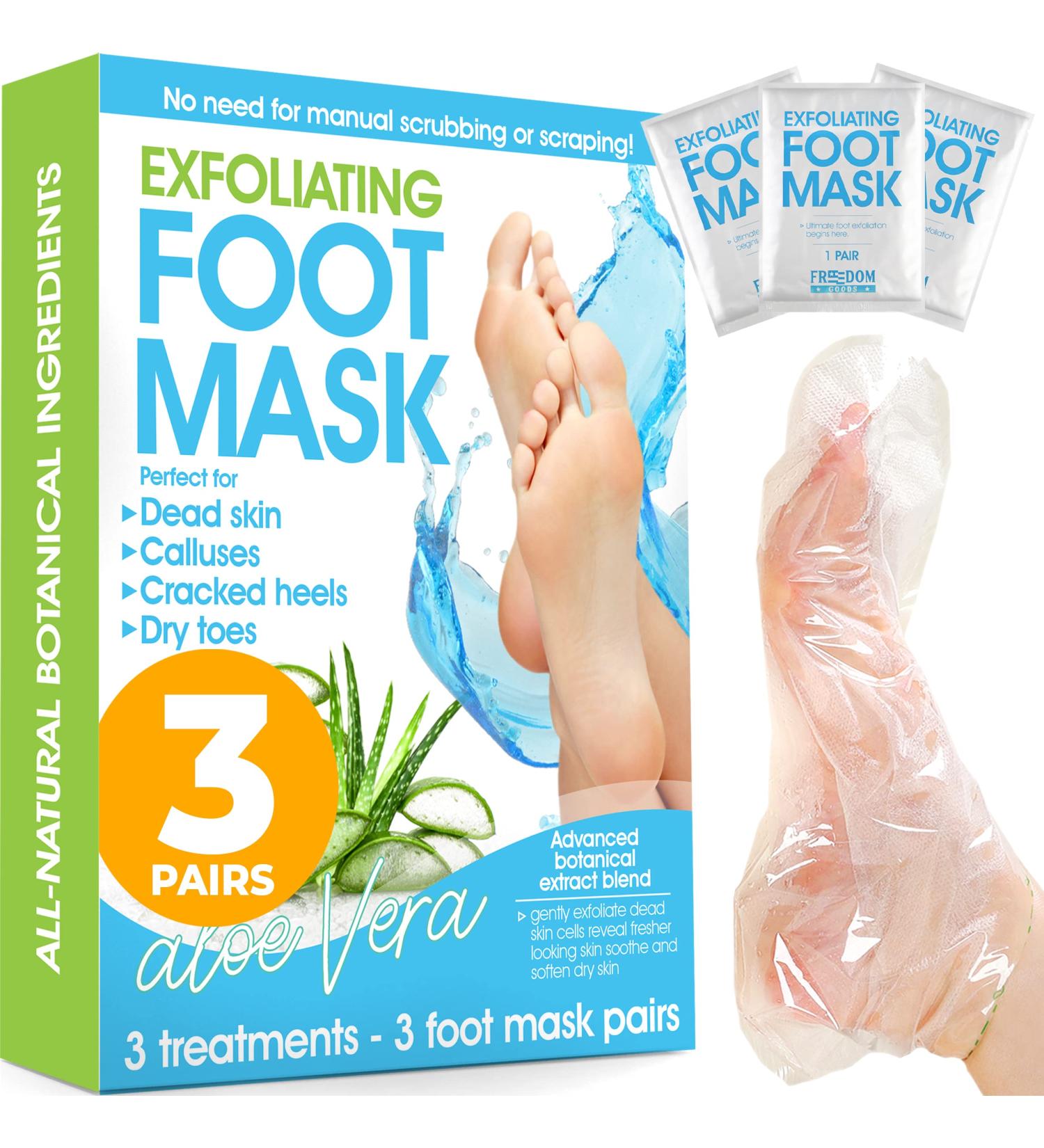 Foot Peel Mask with Aloe Vera (3 Pairs) | Exfoliating Dead Skin Remover for Feet - Buy Online on GoSupps.com