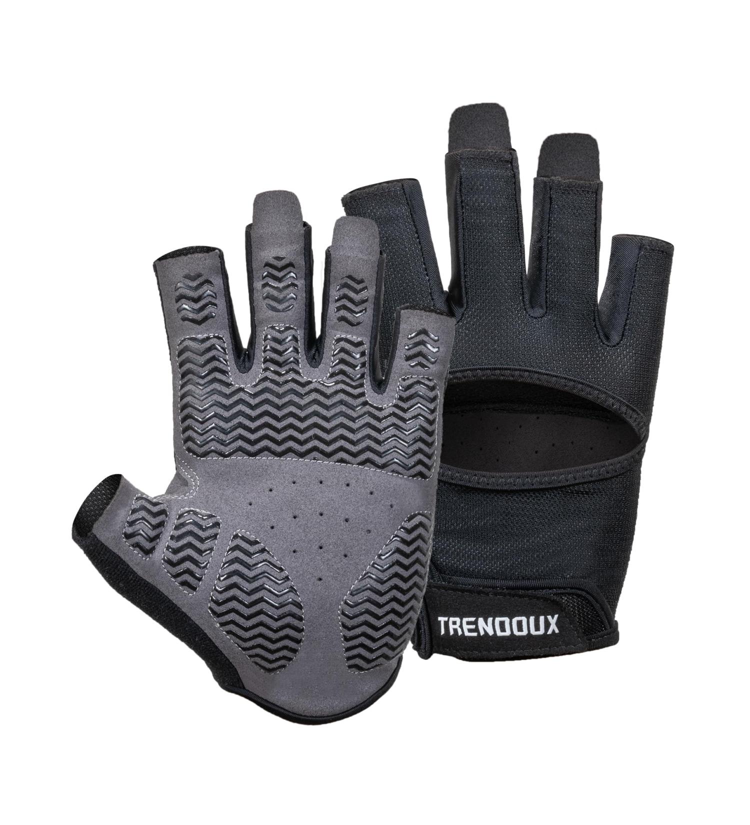TRENDOUX Fitness Gloves for Men & Women - Non-Slip Gym Training Gloves for Strength Training & Bodybuilding - M Black - Buy Online on GoSupps.com