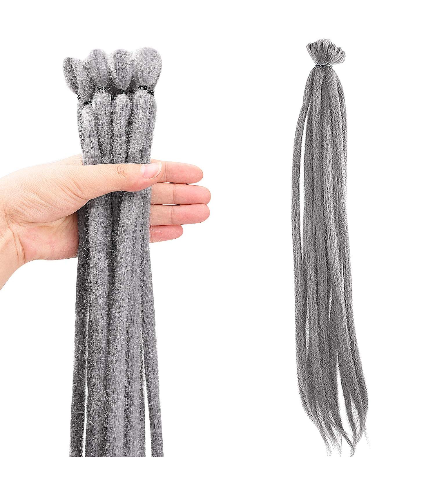 Buy No LIFE 10PCs 50cm Silver Gray Dreadlock Extensions | Crocheted Synthetic Dreadlocks for Men & Women | Jamaican Punk Hip-Hop Reggae Hair Accessories - Buy Online on GoSupps.com