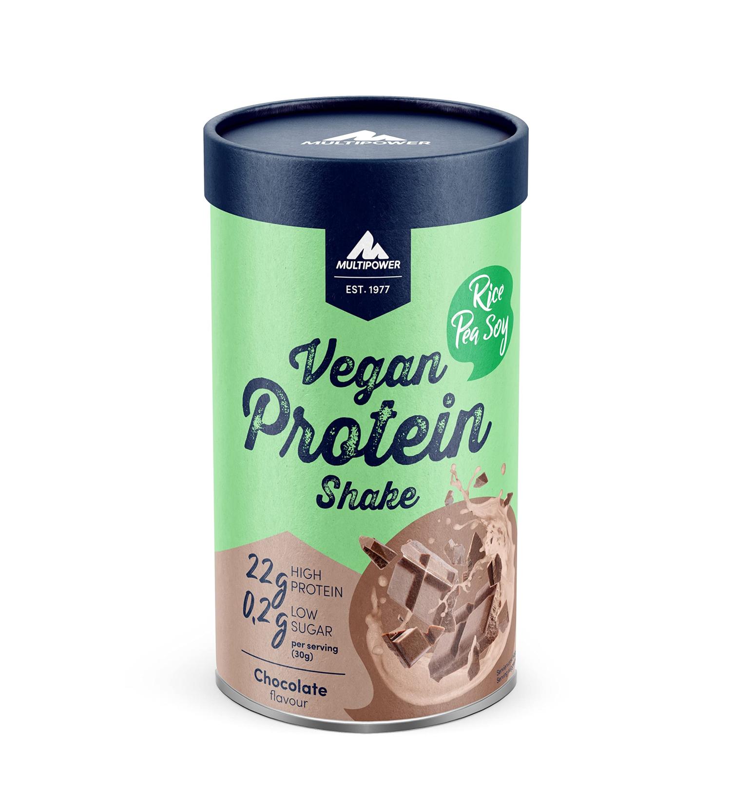 Multipower Vegan Protein Shake Powder 420g - 100% Herbal Chocolate Protein for Post-Workout Recovery | International Shipping - Buy Online on GoSupps.com