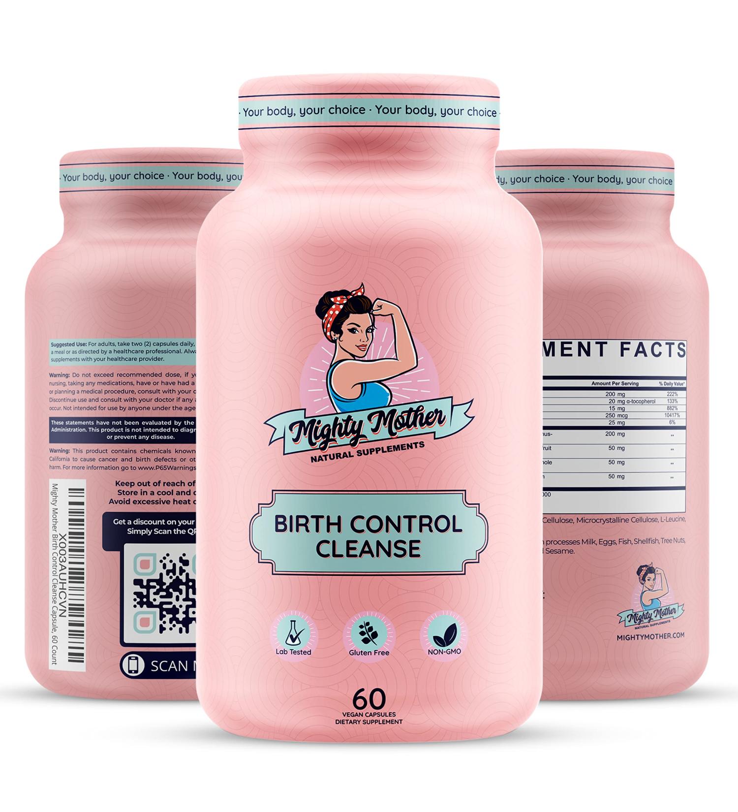 Mighty Mother Birth Control Cleanse Capsules - Fertility Supplement 60 Count with Vitamin C, E, B6, B12 & Vitex Chasteberry for Women - Buy Online on GoSupps.com